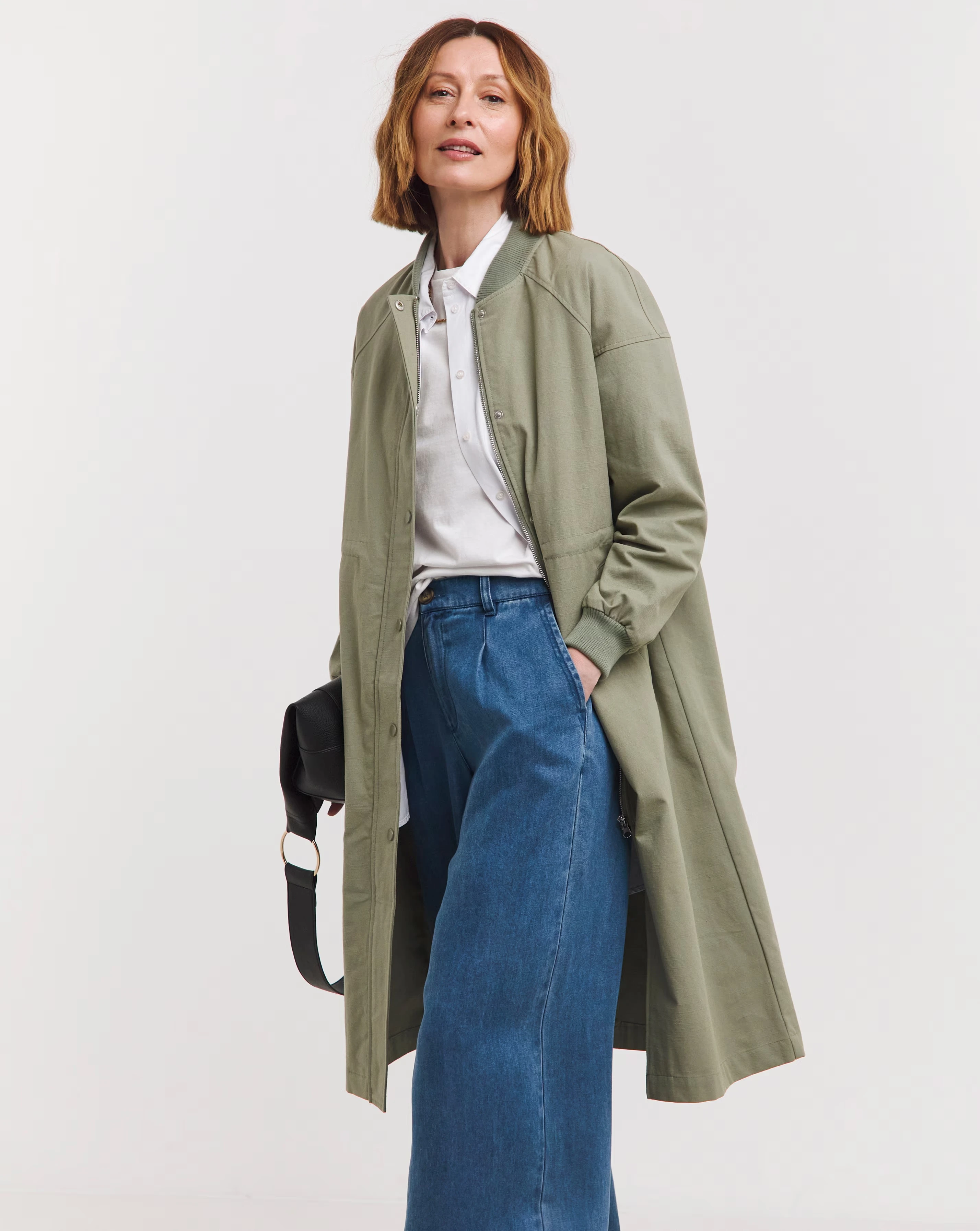 Khaki Longline Bomber Jacket 1 Khaki Longline Bomber Jacket