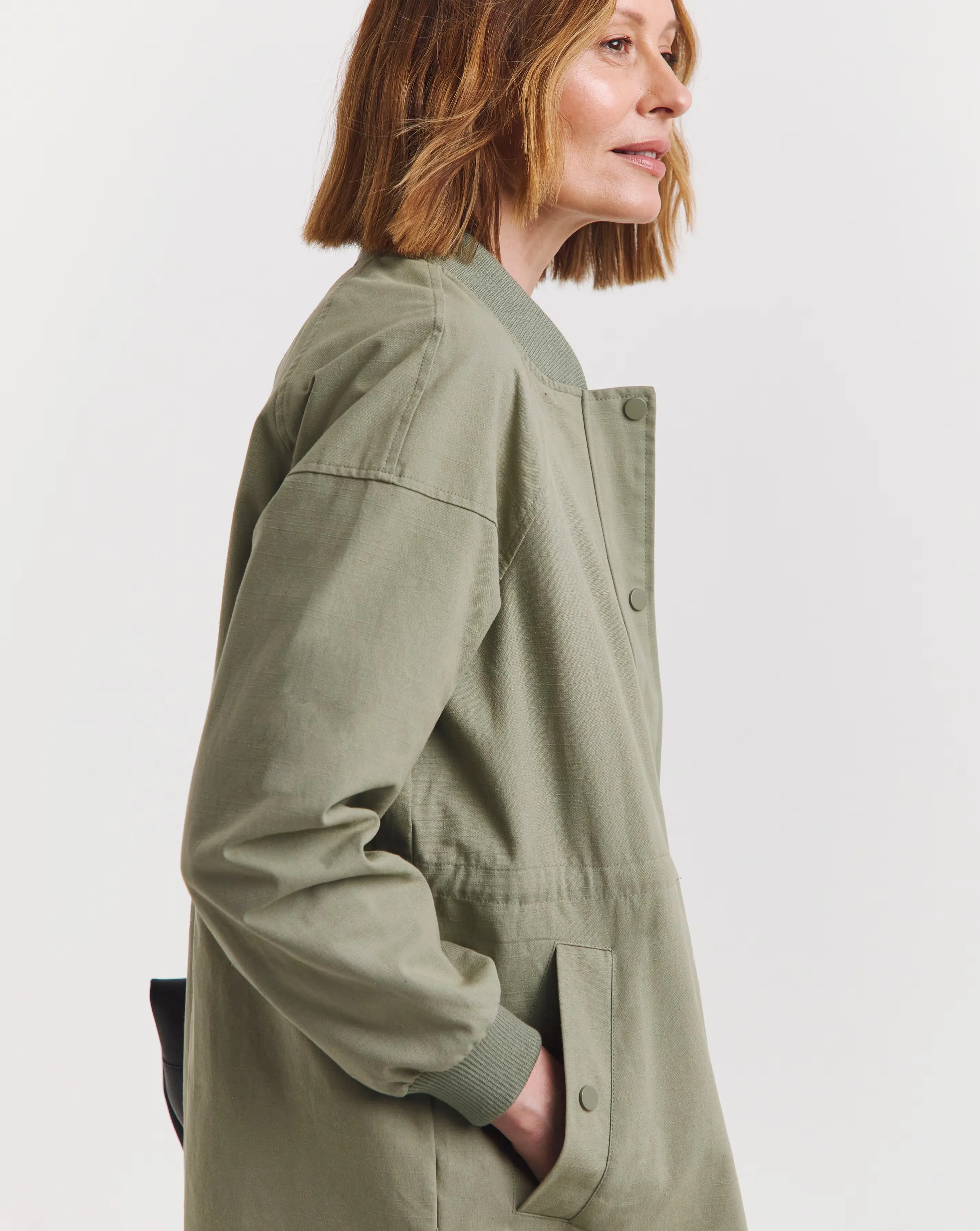 Khaki Longline Bomber Jacket 2 Khaki Longline Bomber Jacket