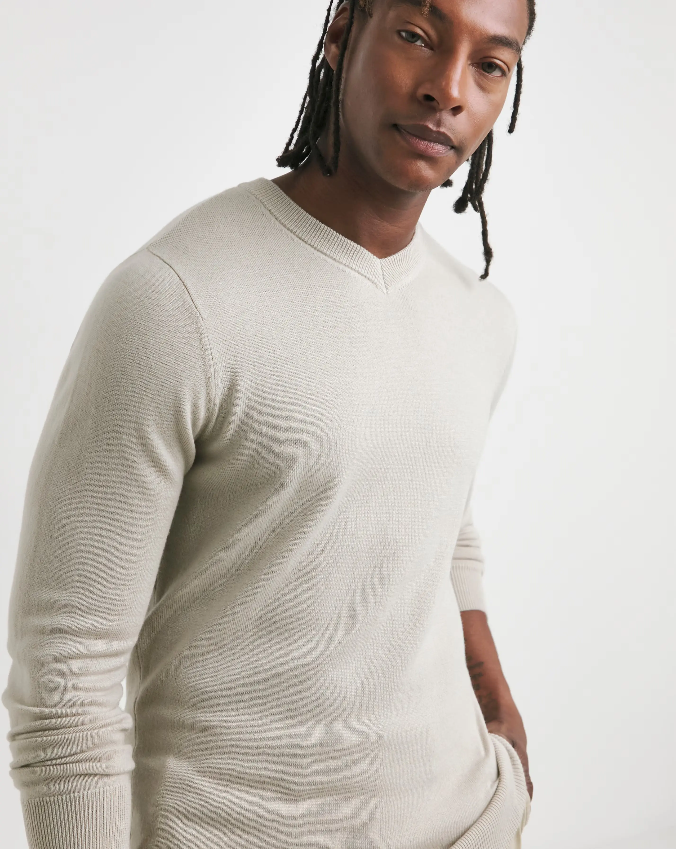 Stone Merino Wool V Neck Jumper 1 Stone Merino Wool V Neck Jumper