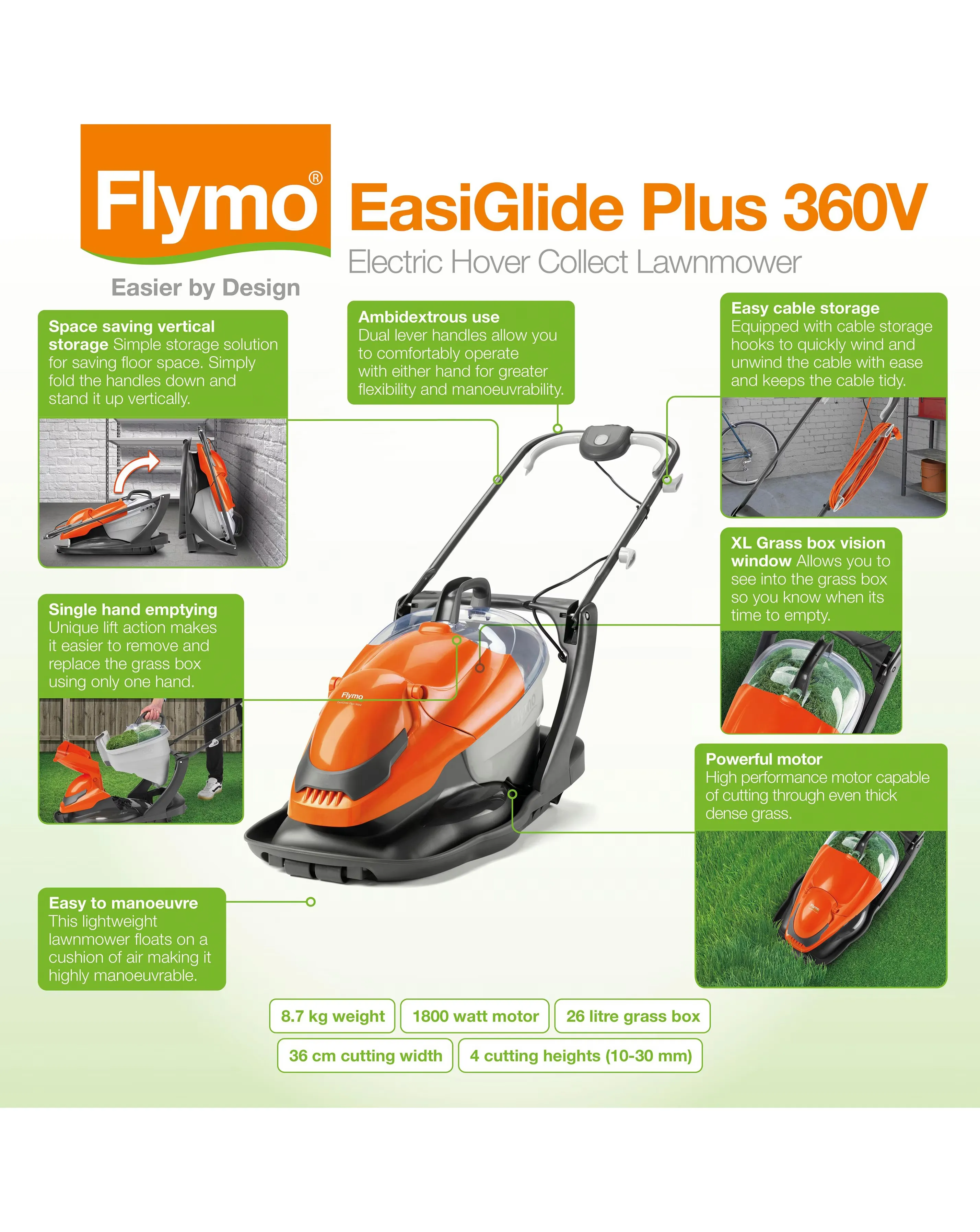 Flymo EasiGlide Plus 360V Hover Lawnmower 7 Flymo EasiGlide Plus 360V Hover Lawnmower