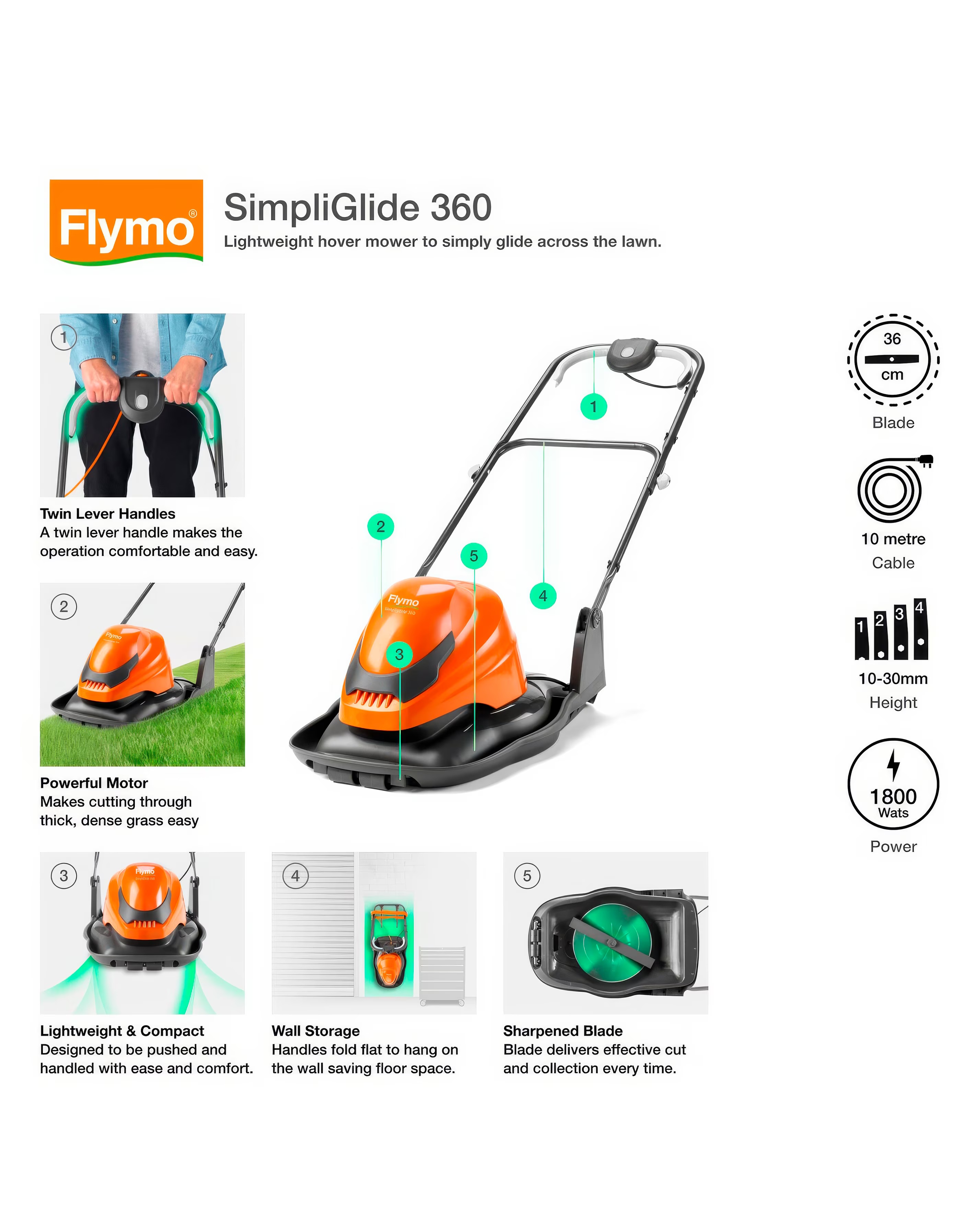 Flymo SimpliGlide 360 Hover Lawnmower 4 Flymo SimpliGlide 360 Hover Lawnmower