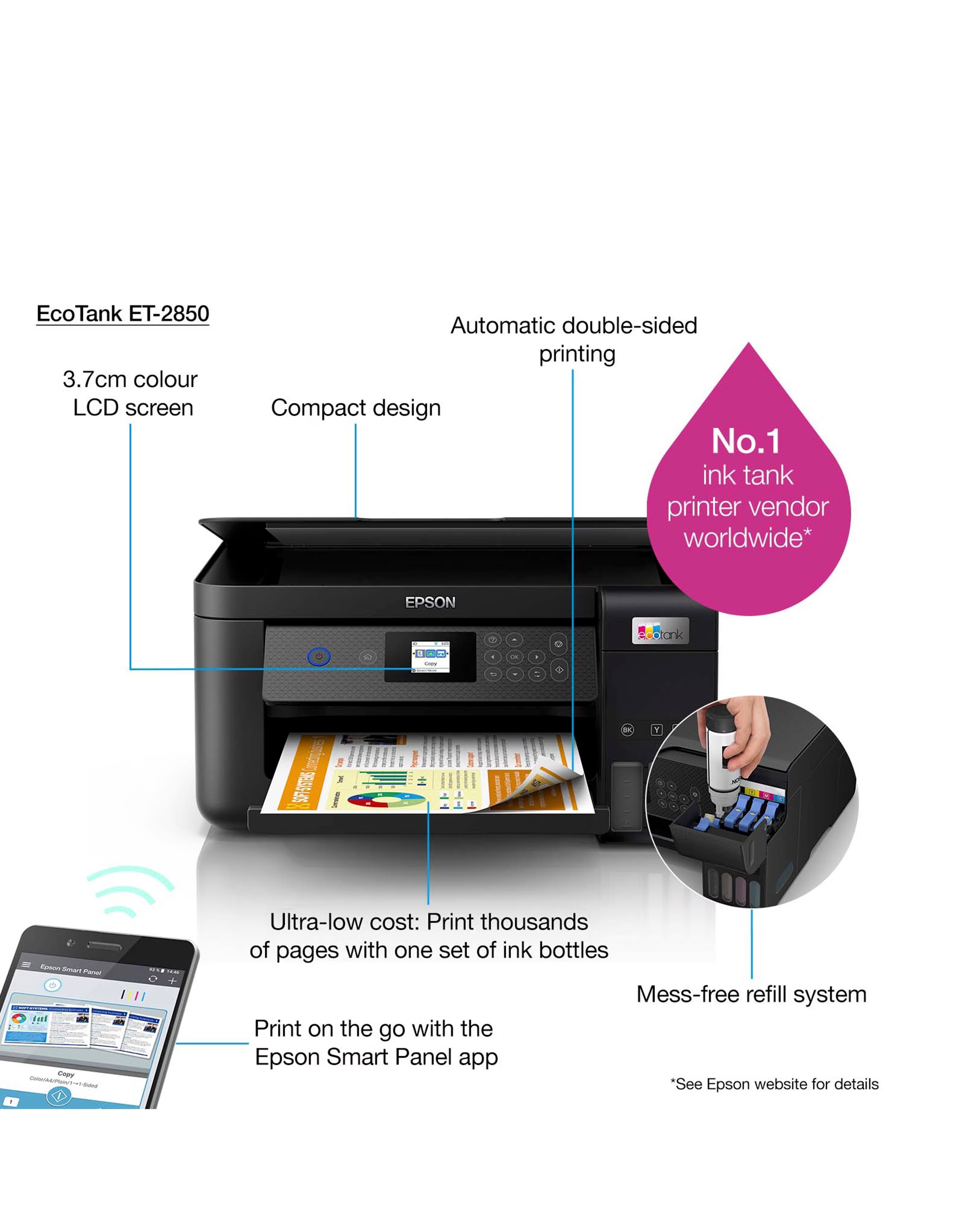 Epson EcoTank ET-2850 A4 Multifunction Inkjet Printer 5 Epson EcoTank ET-2850 A4 Multifunction Inkjet Printer