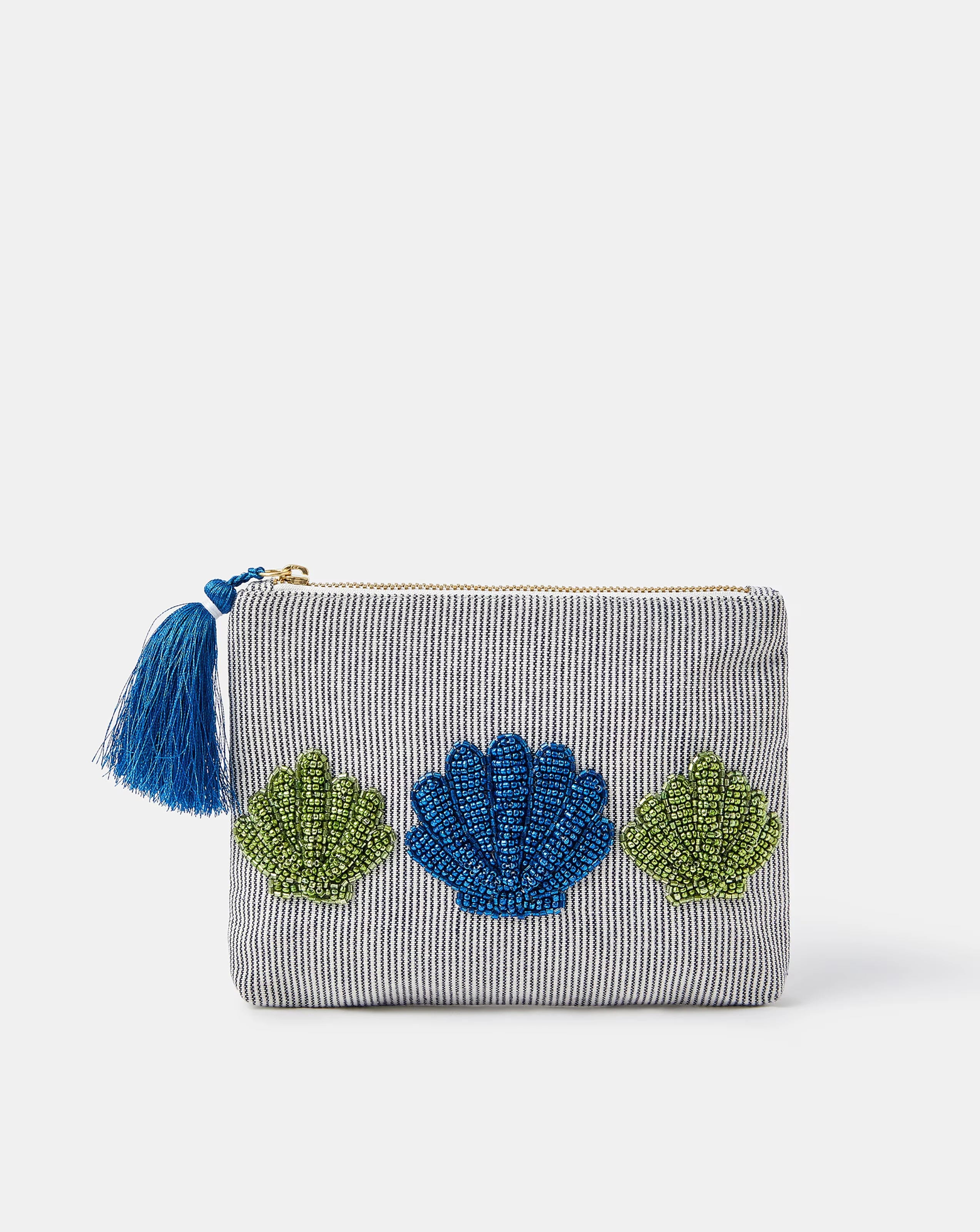 Accessorize Shell Bead Stripe Pouch 1 Accessorize Shell Bead Stripe Pouch