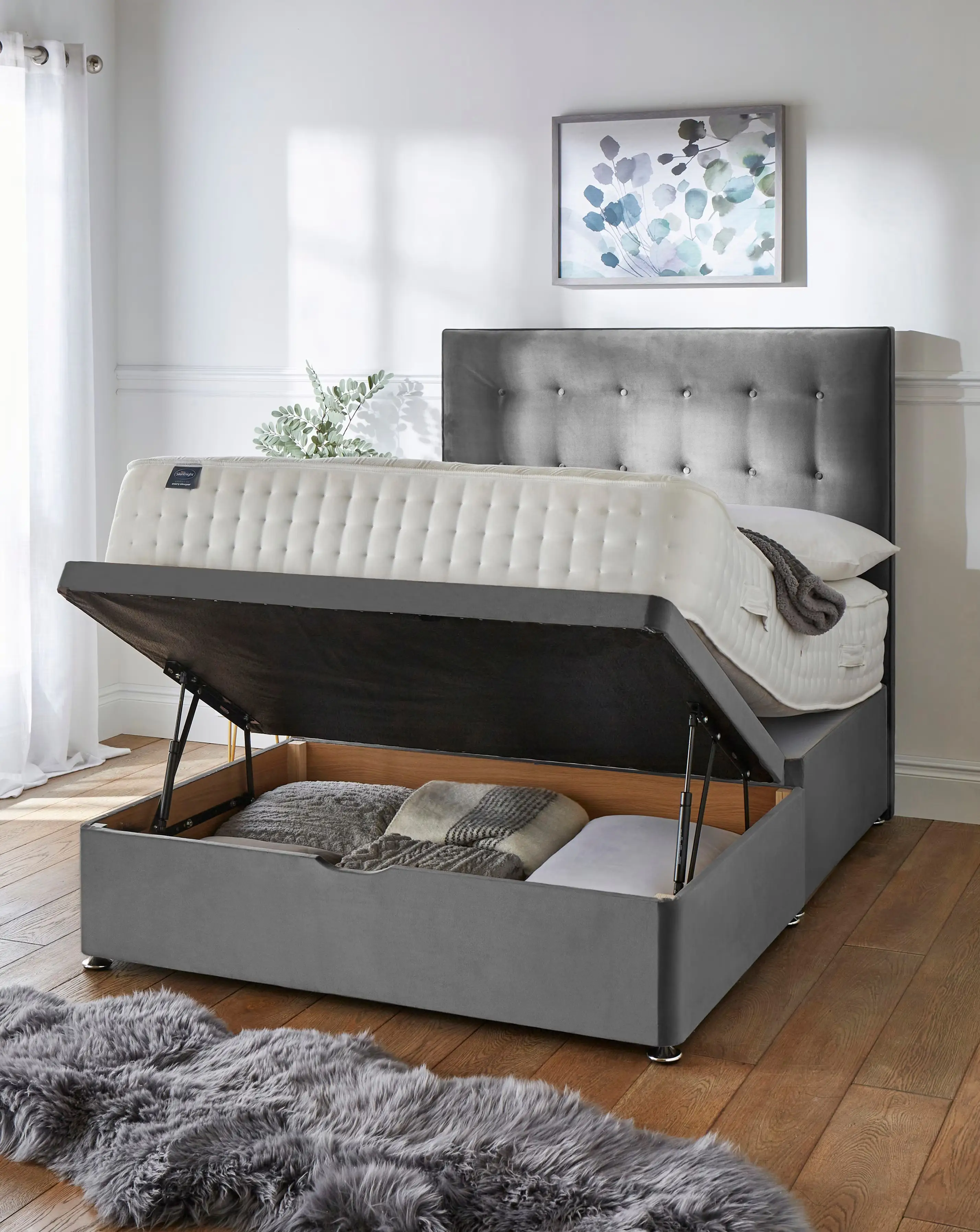 Silentnight 4000 Mirapocket Memory Half Ottoman Divanset & Headboard 2 Silentnight 4000 Mirapocket Memory Half Ottoman Divanset & Headboard