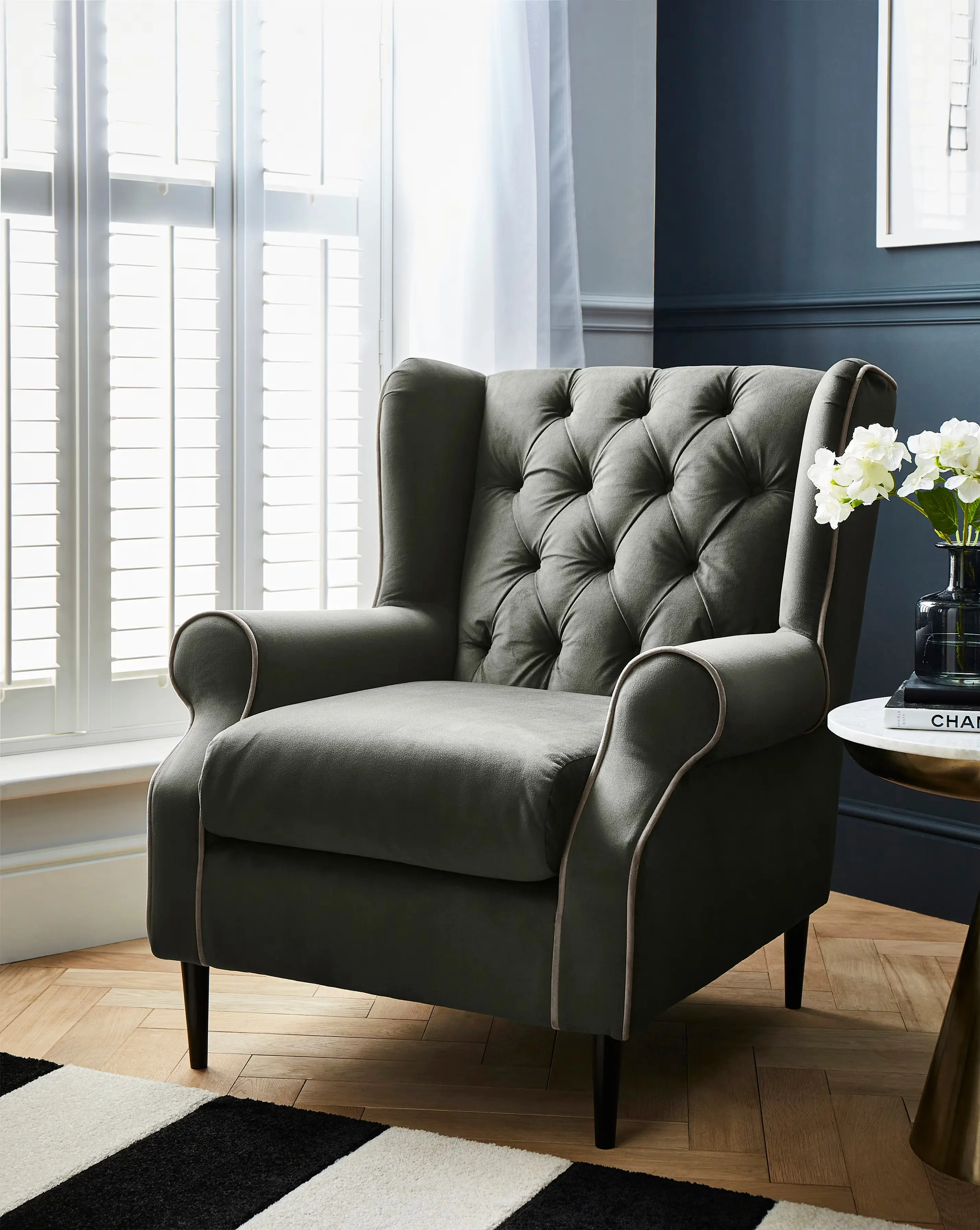 Joanna Hope Marbella Velvet Button Back Accent Chair