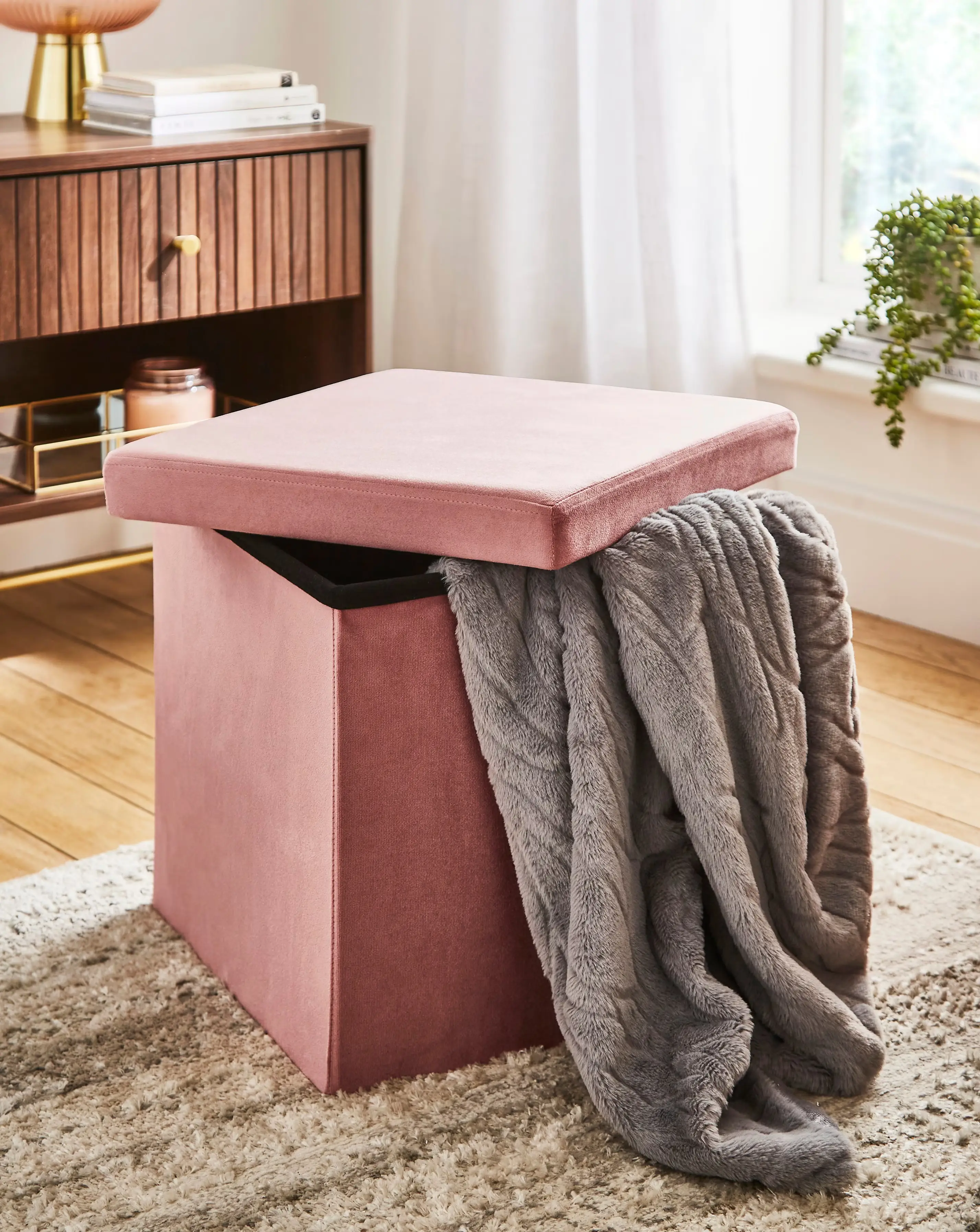 Velvet Foldable Storage Ottoman Cube 1 Velvet Foldable Storage Ottoman Cube
