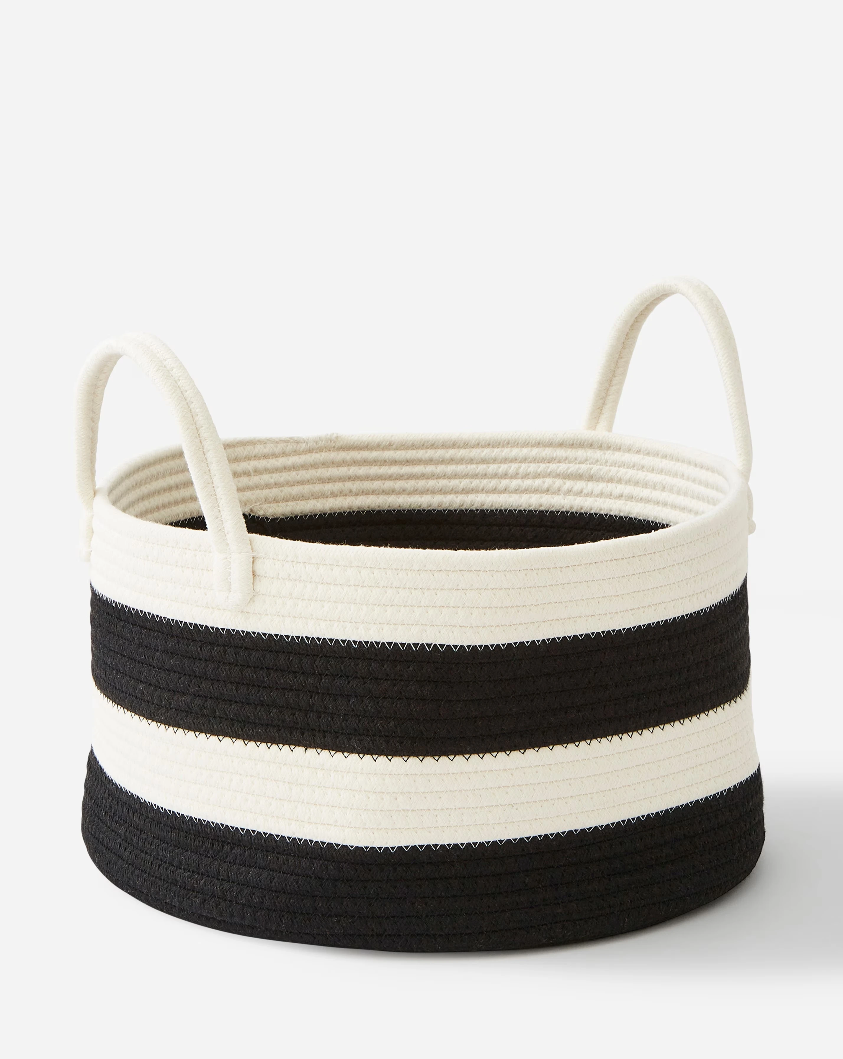 Storage Basket Black & White Stripes 1 Storage Basket Black & White Stripes