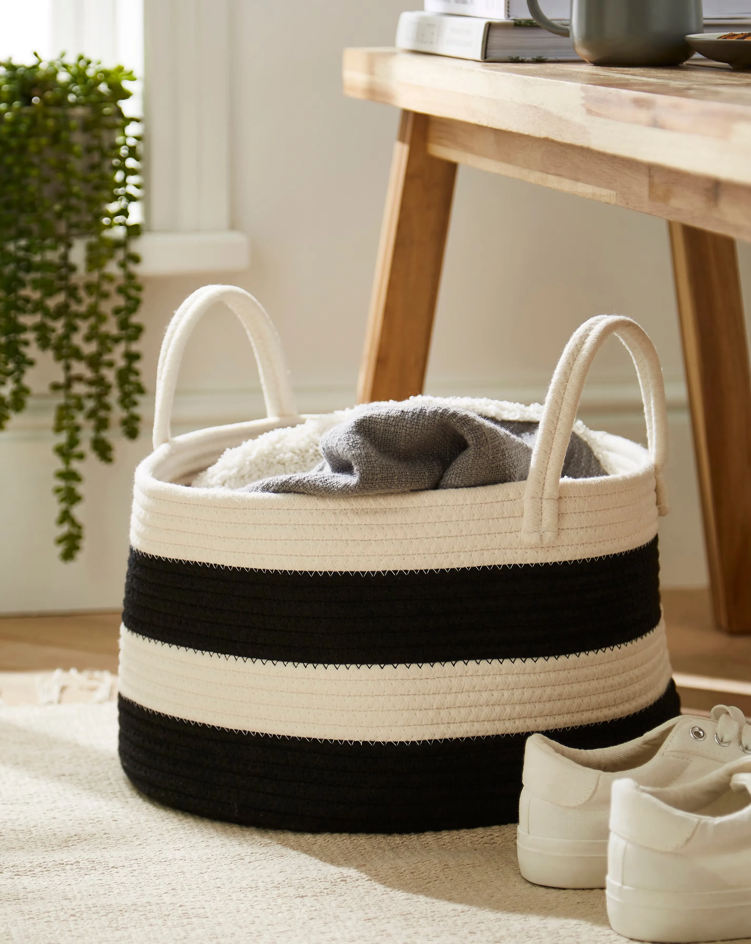 Storage Basket Black & White Stripes 2 Storage Basket Black & White Stripes