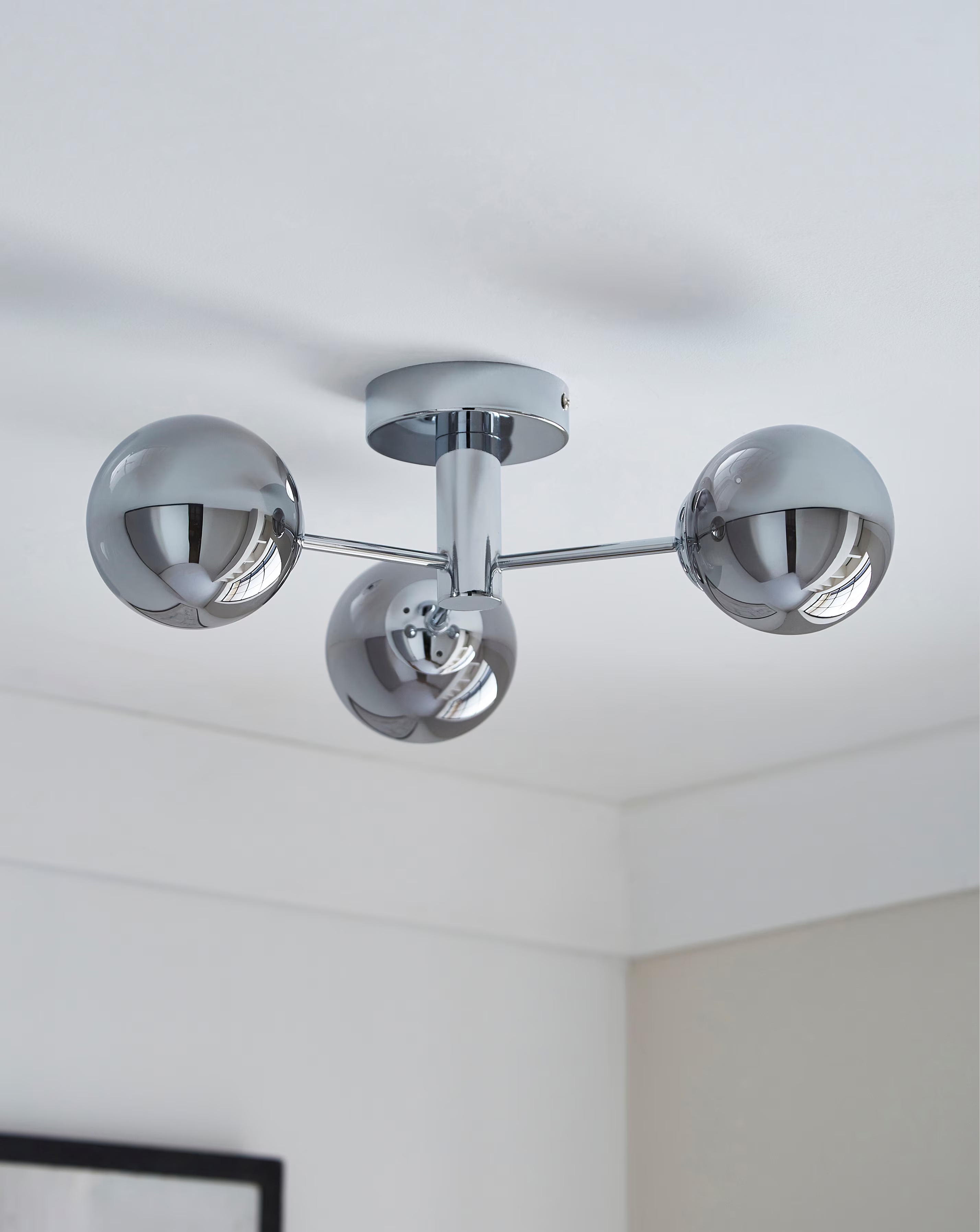 Chrome Ceiling Light With Smokey Glass Shade 2 Chrome Ceiling Light With Smokey Glass Shade