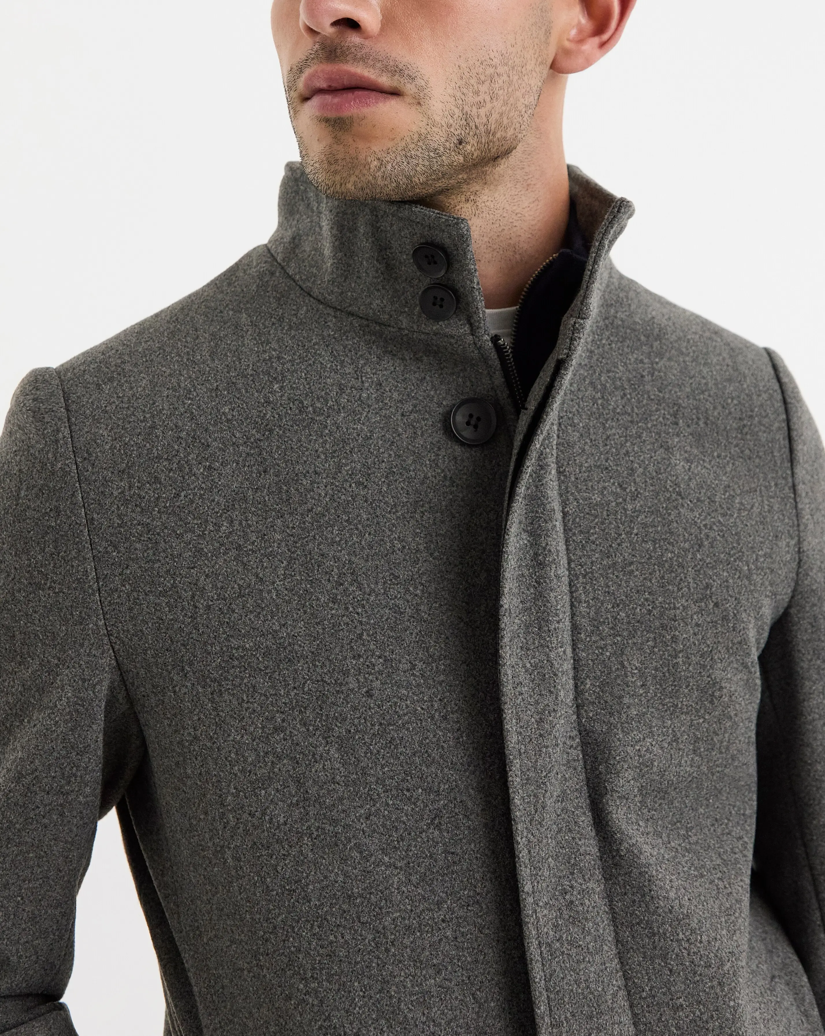 Grey Faux Wool Funnel Coat 3 Grey Faux Wool Funnel Coat
