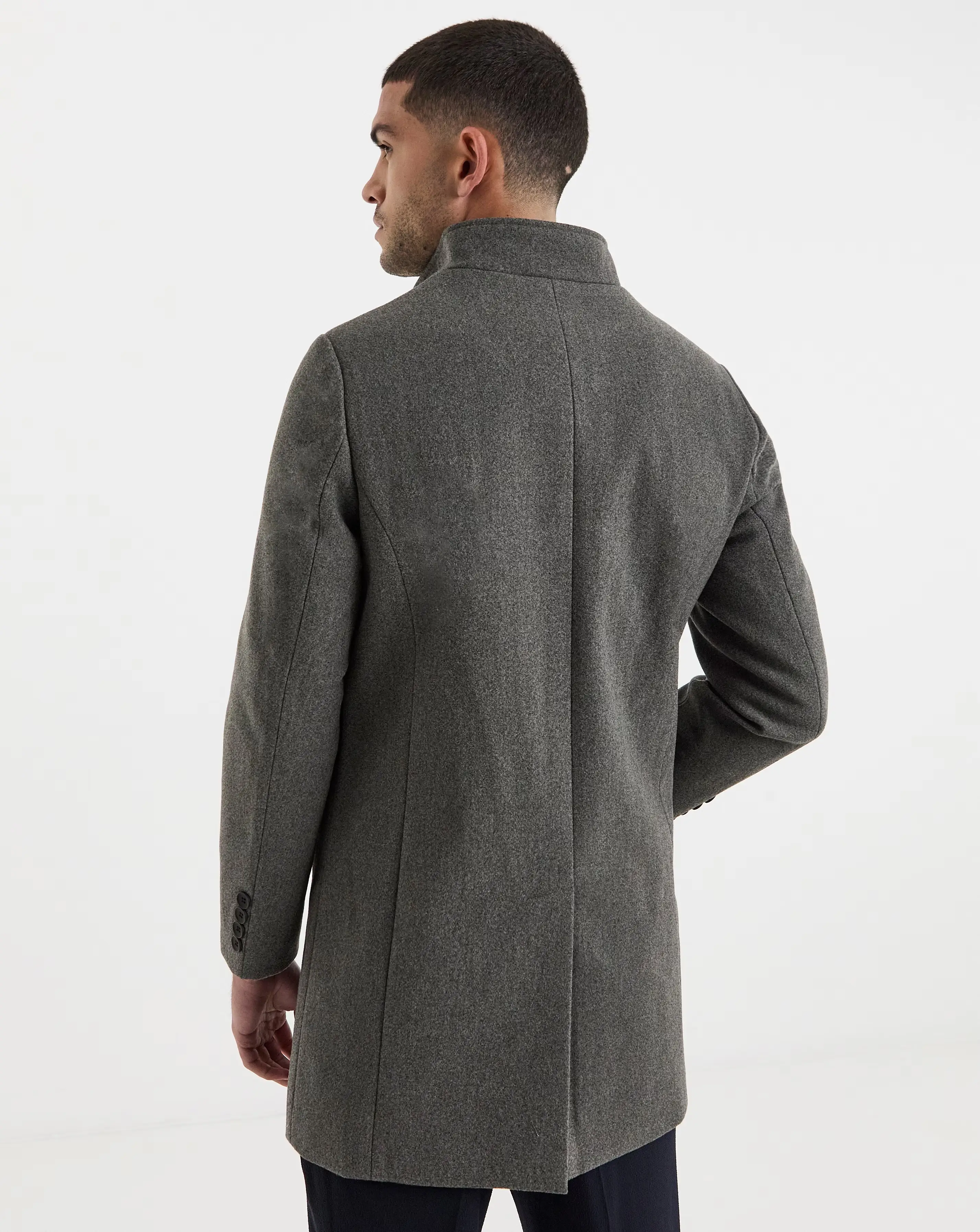 Grey Faux Wool Funnel Coat 4 Grey Faux Wool Funnel Coat