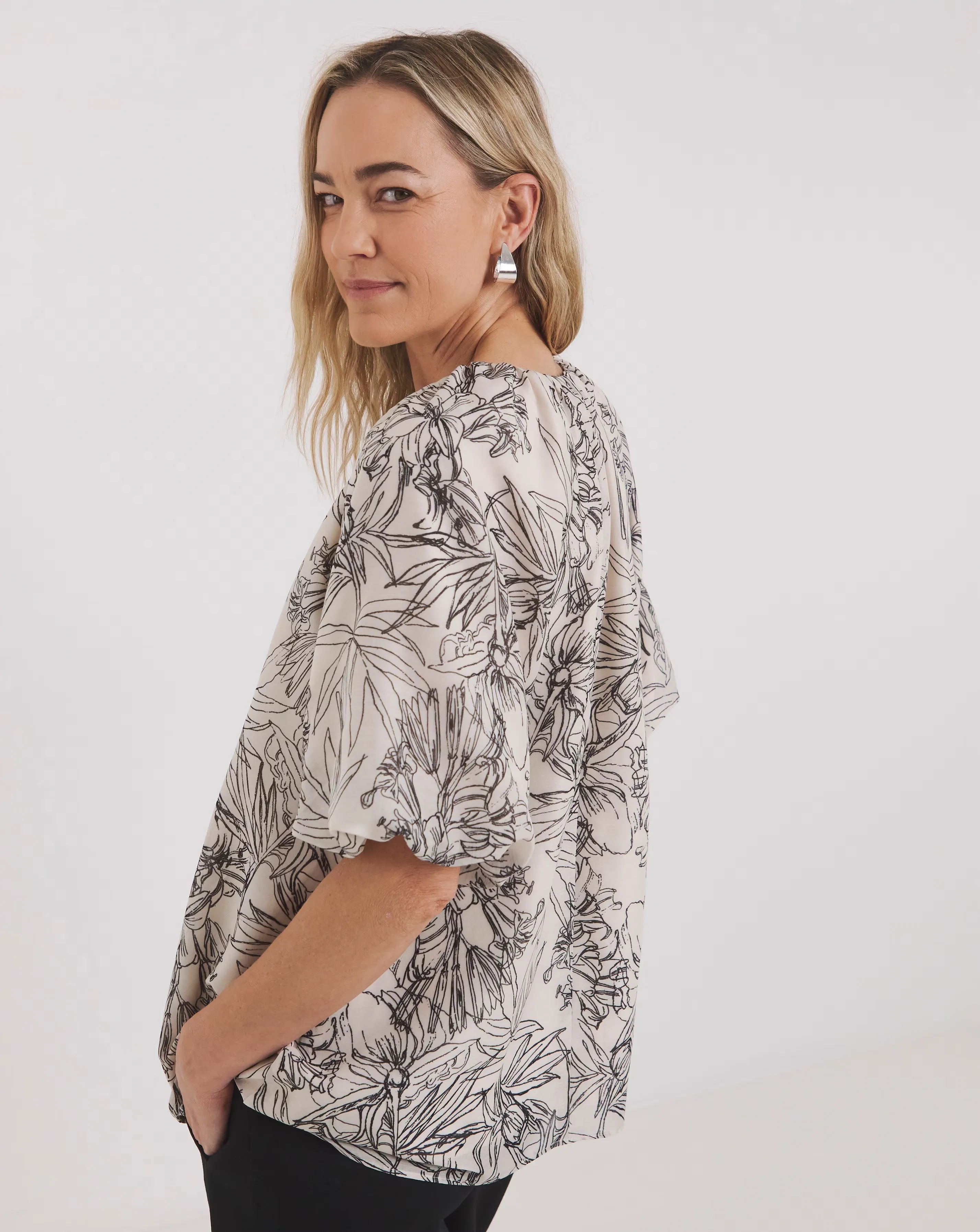 Short Bubble Sleeve Top 4 Short Bubble Sleeve Top