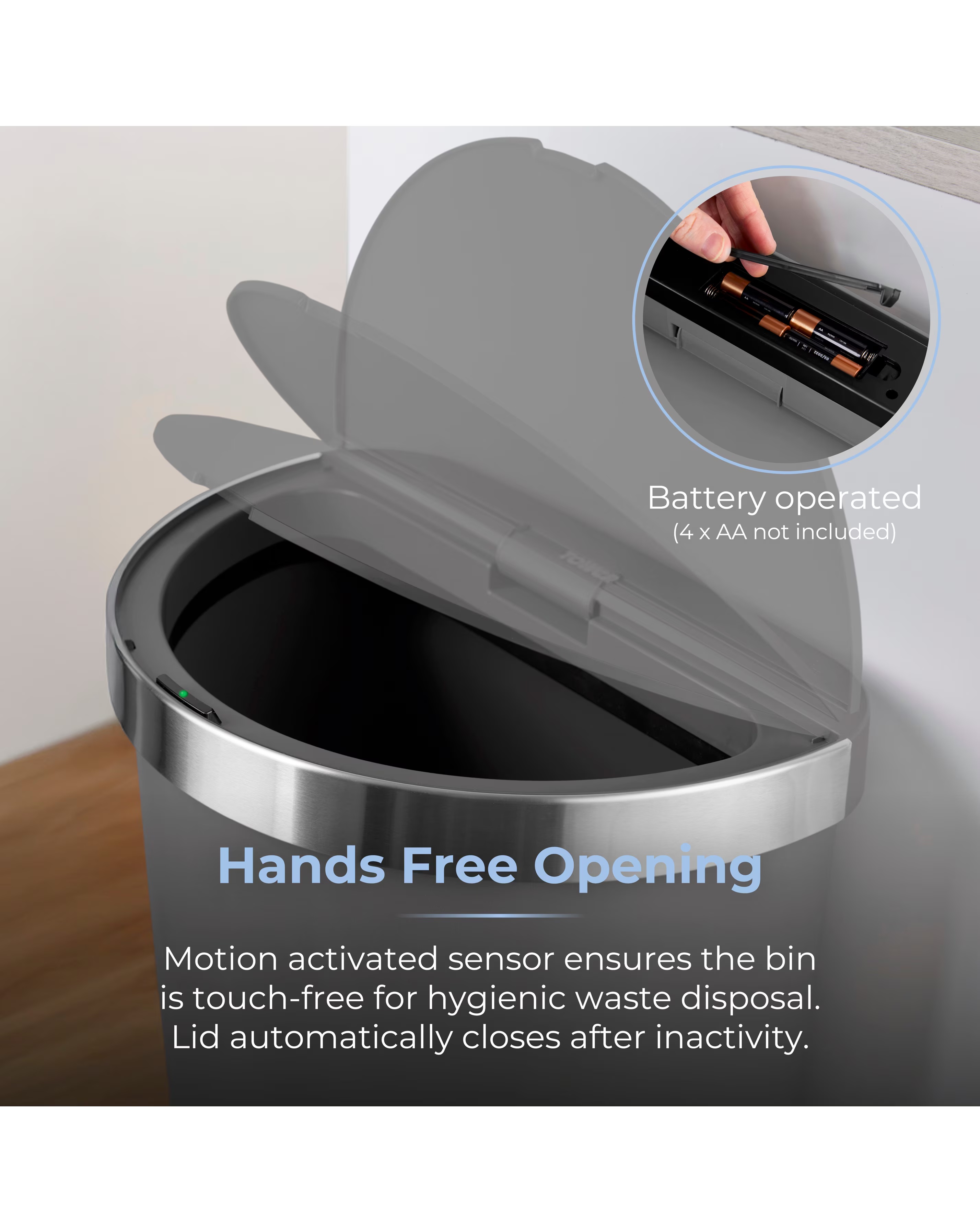 Tower Grey 50L Curved Sensor Bin 5 Tower Grey 50L Curved Sensor Bin
