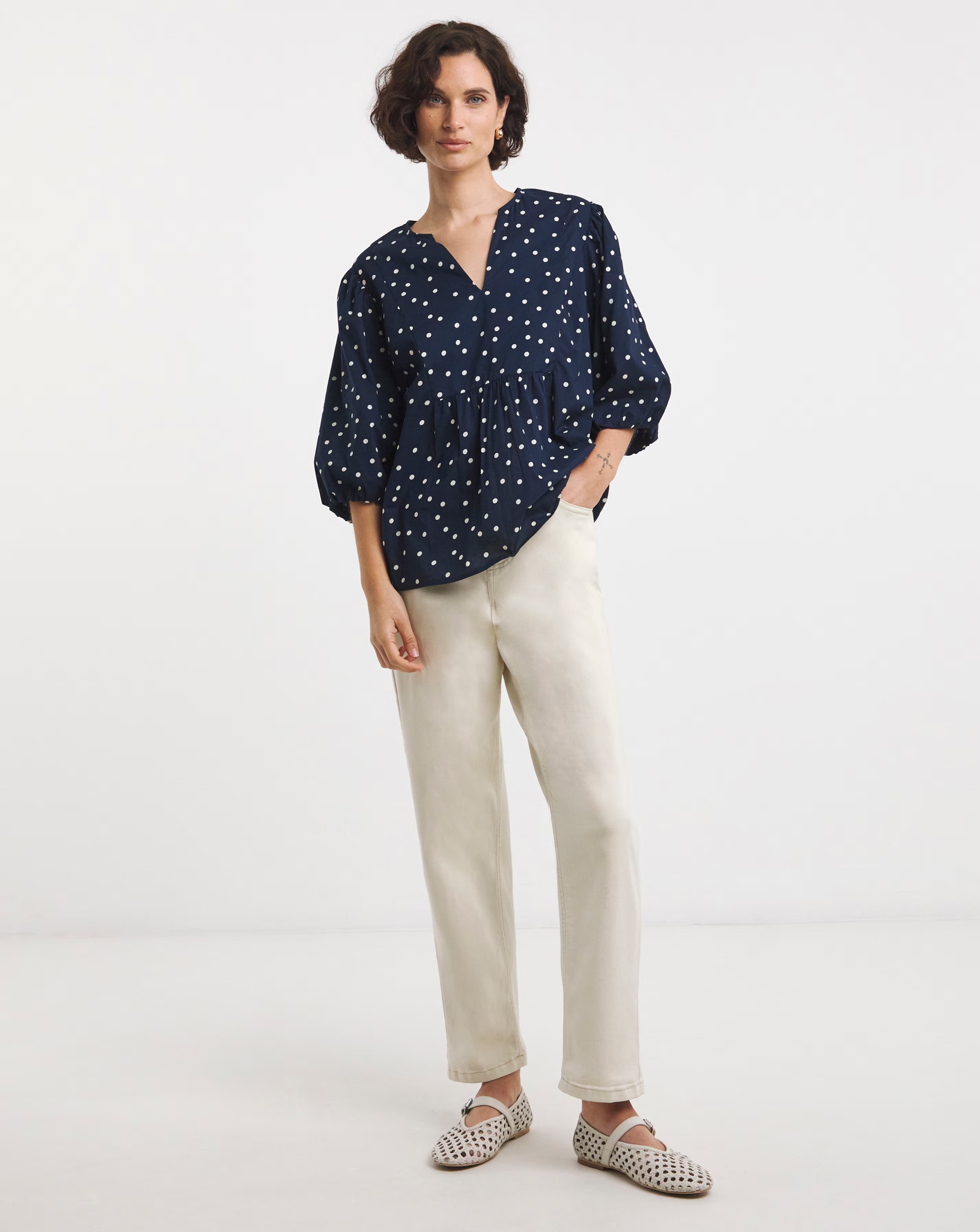 V Neck Bubble Sleeve Top 2 V Neck Bubble Sleeve Top