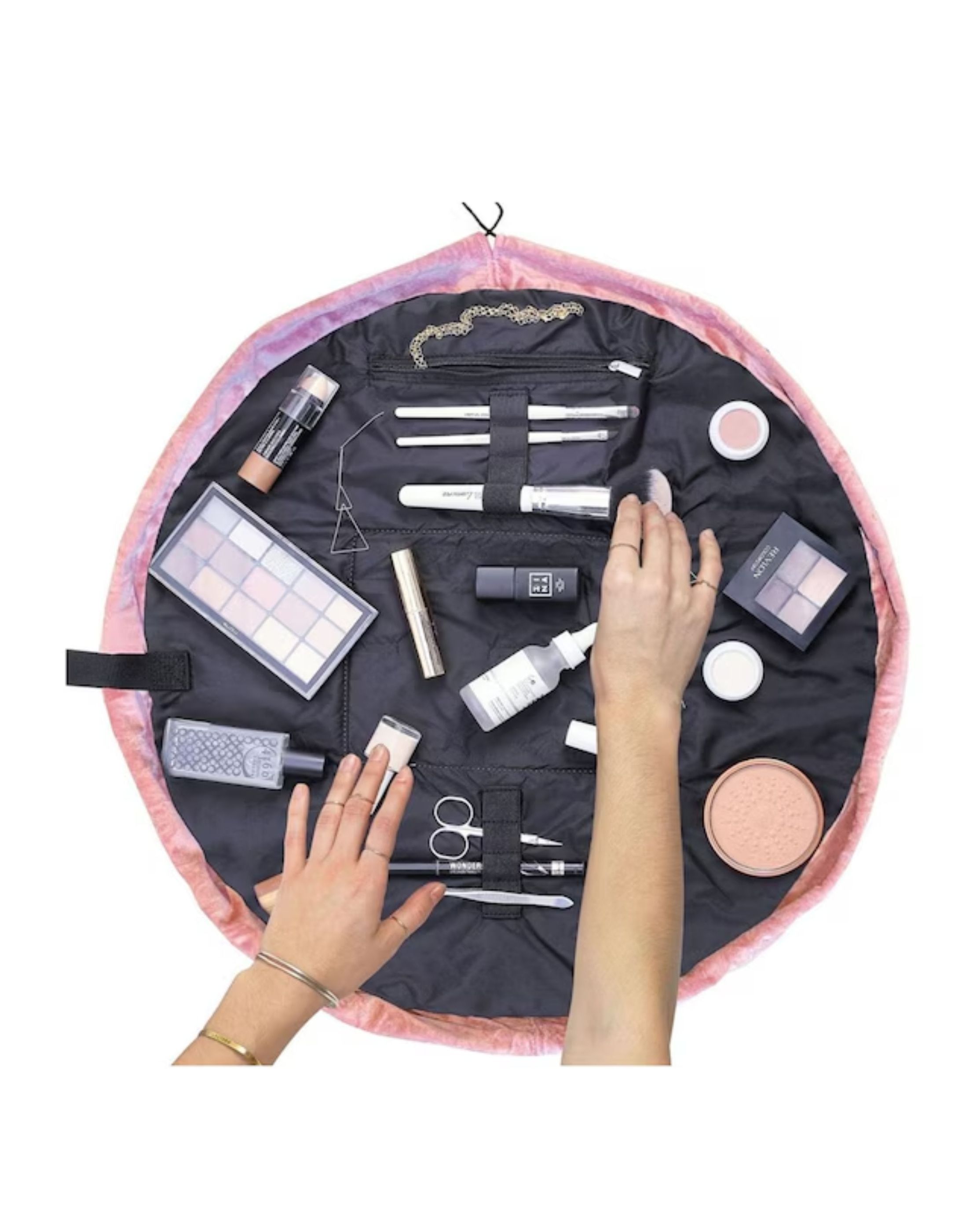 The Flat Lay Co. Drawstring Makeup Bag - Pink Velvet 3 The Flat Lay Co. Drawstring Makeup Bag - Pink Velvet