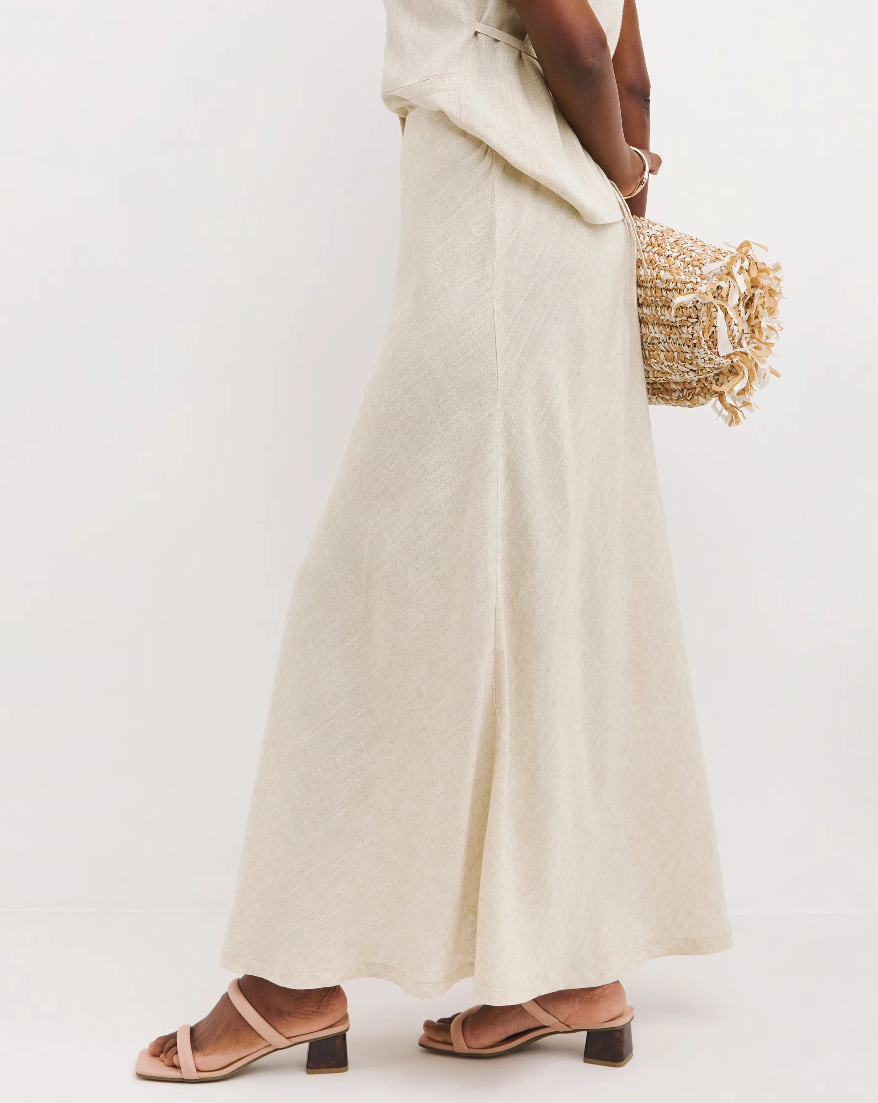 Sand Linen Mix Bias Cut Maxi Skirt 4 Sand Linen Mix Bias Cut Maxi Skirt
