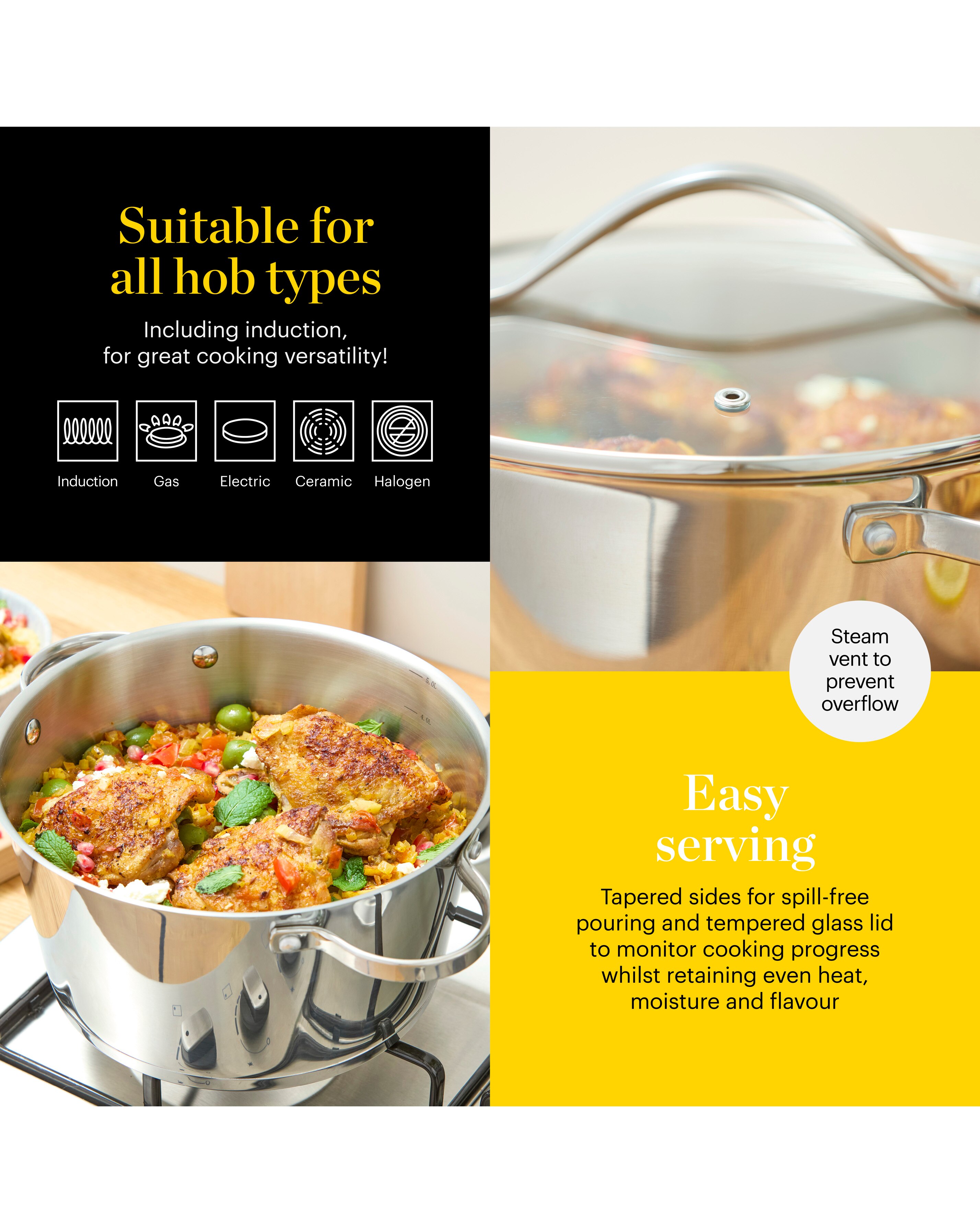 Tower x Good Food Stainless Steel 24cm Stockpot 5 Tower x Good Food Stainless Steel 24cm Stockpot