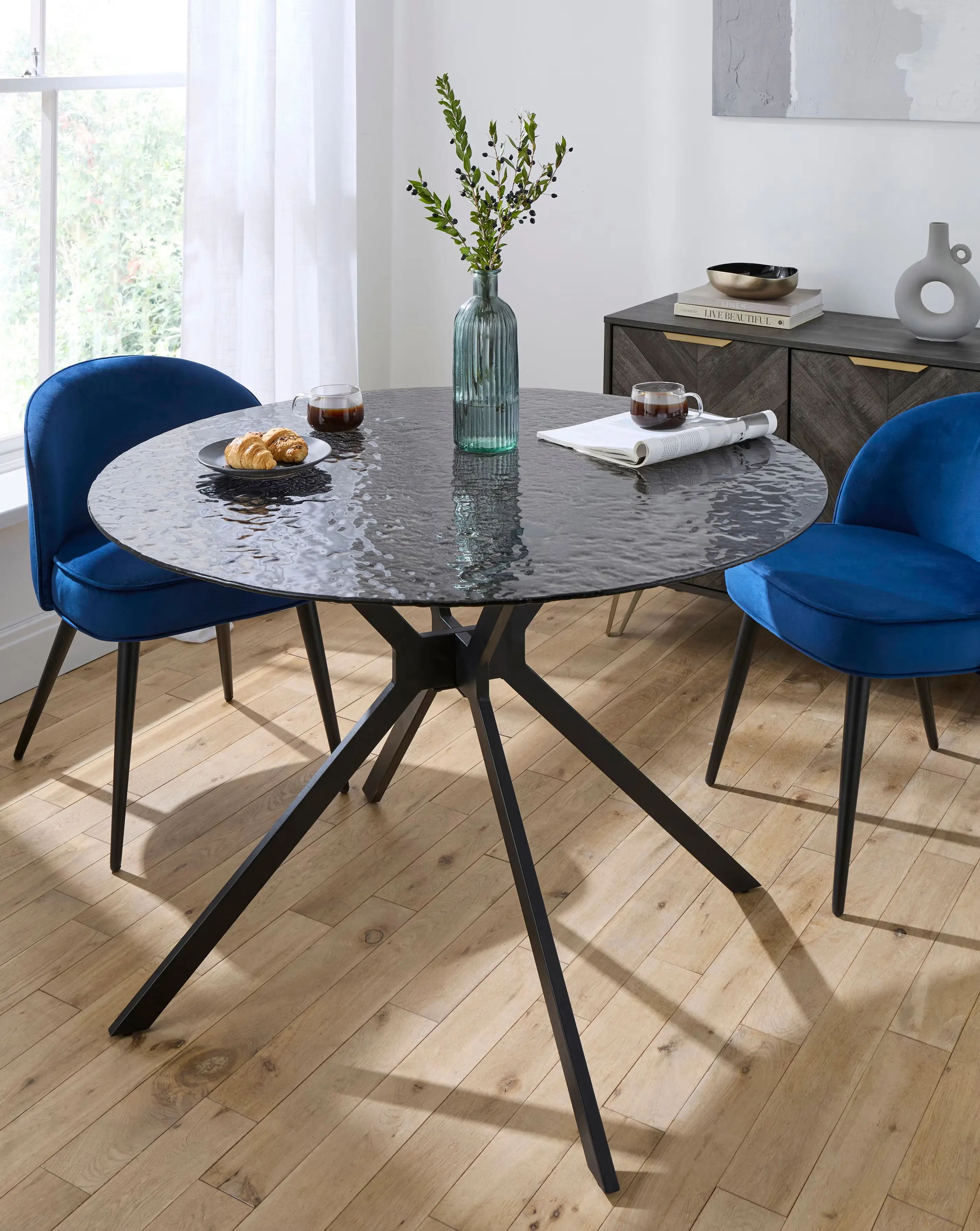 Colton Round Glass Dining Table 1 Colton Round Glass Dining Table