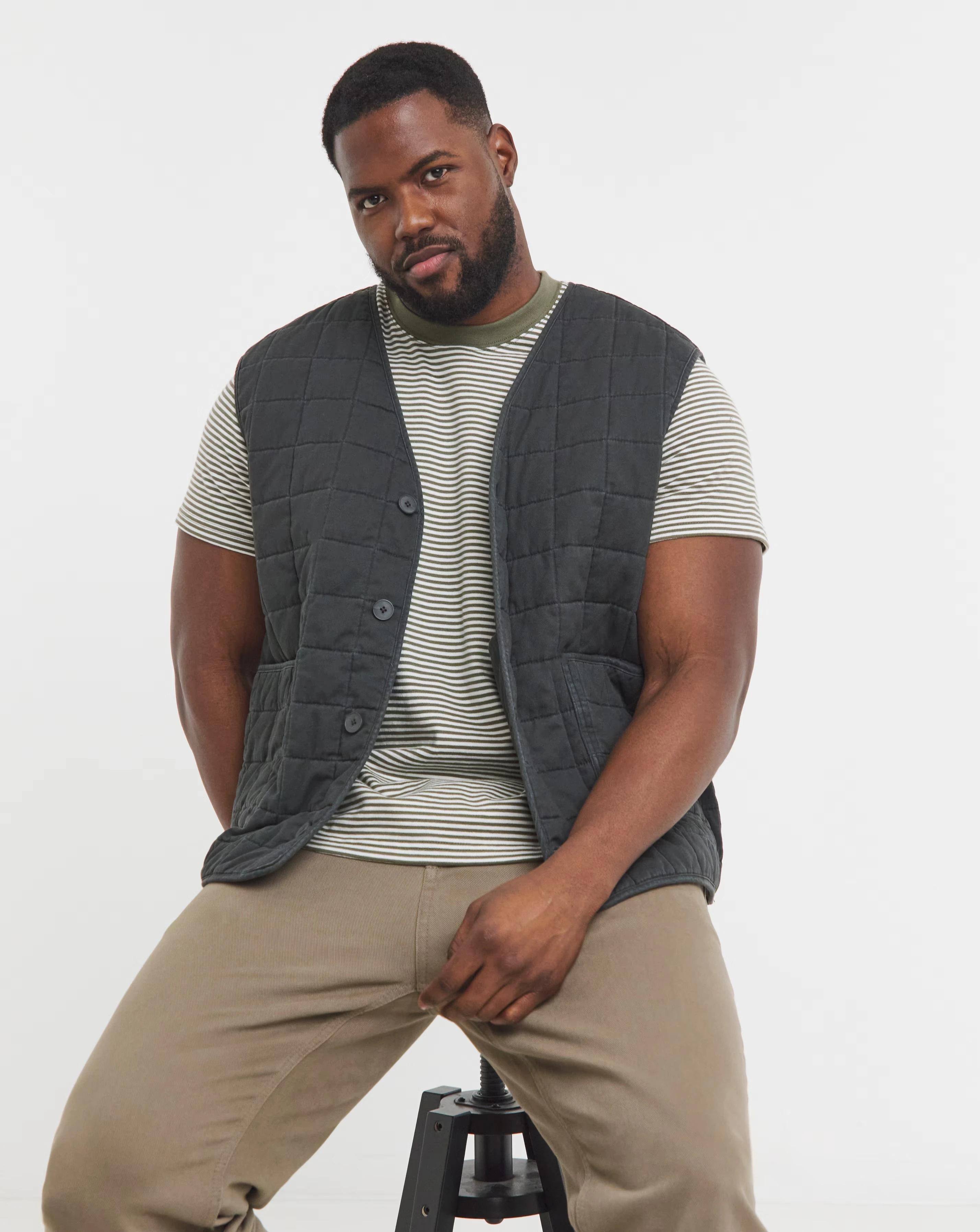 Charcoal Square Cotton Quilt Gilet 1 Charcoal Square Cotton Quilt Gilet