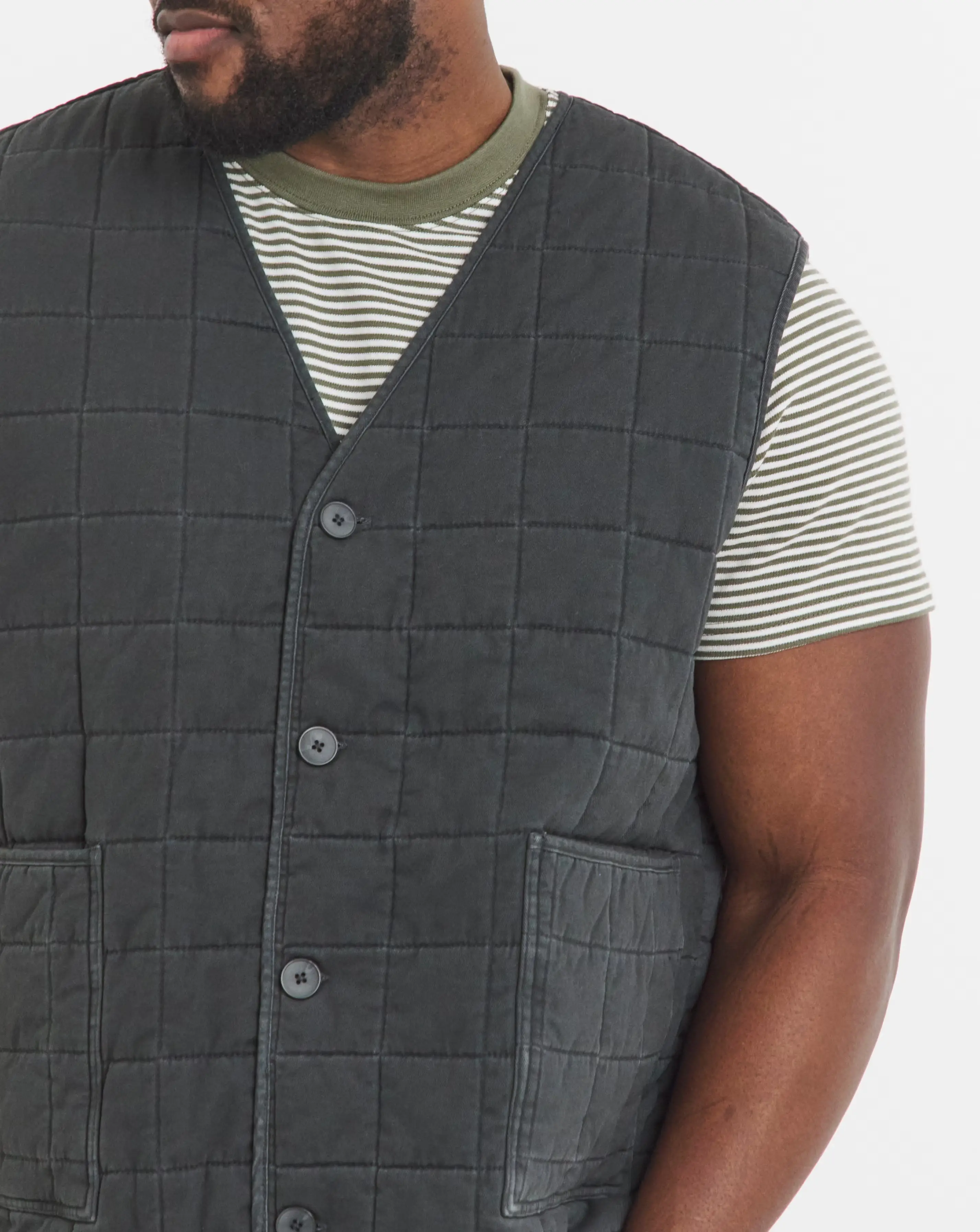 Charcoal Square Cotton Quilt Gilet 3 Charcoal Square Cotton Quilt Gilet