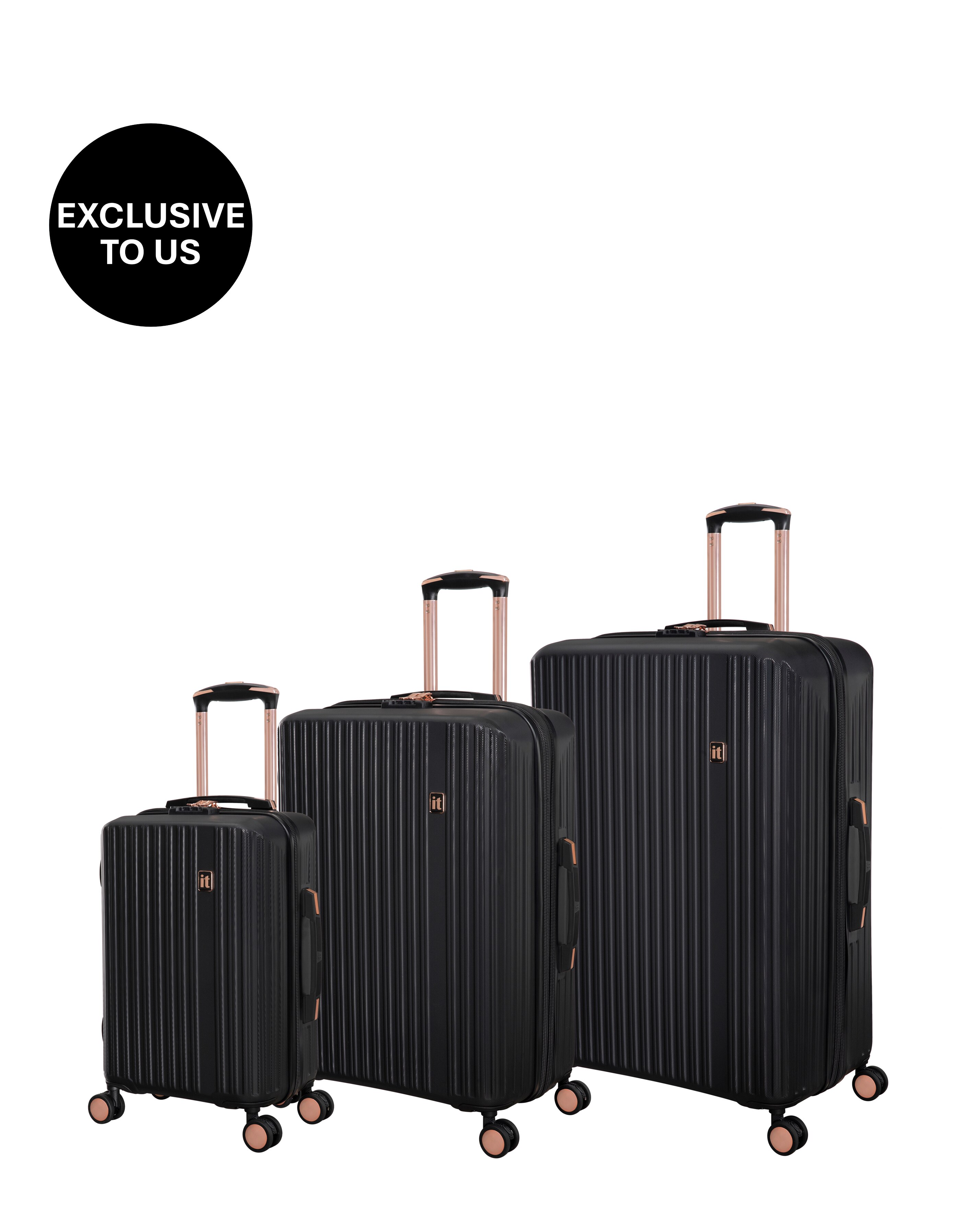 IT Luggage Luxuriate 3pc Suitcase Set - Black