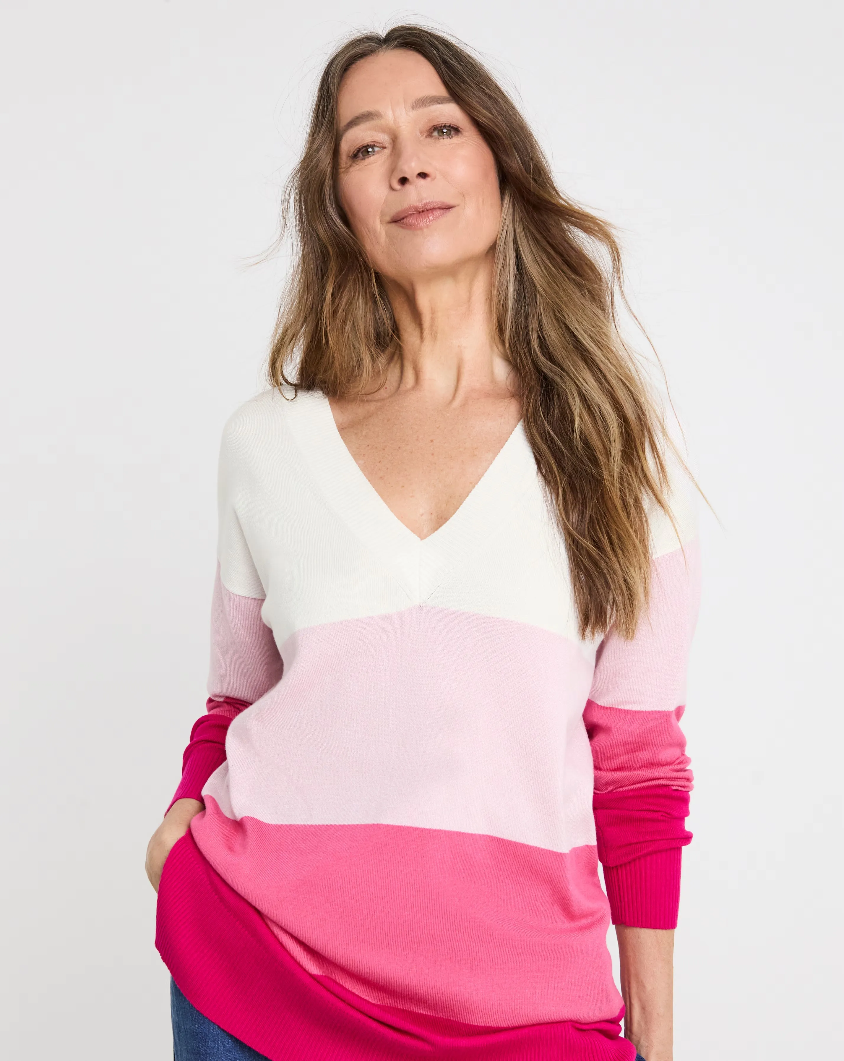 Pink Stripe V Neck Slouch Tunic 3 Pink Stripe V Neck Slouch Tunic