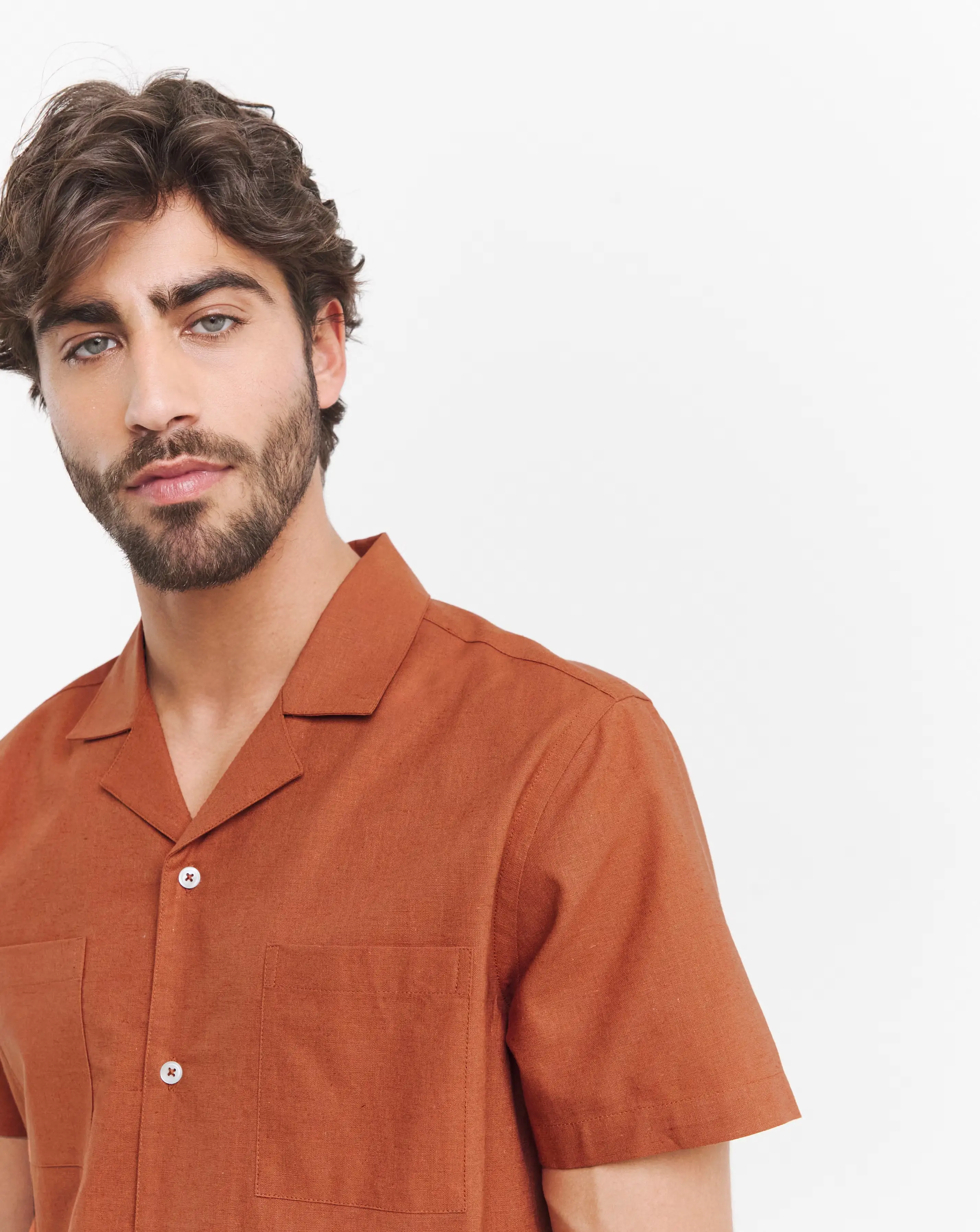 Short Sleeve Revere Collar Linen Shirt 4 Short Sleeve Revere Collar Linen Shirt
