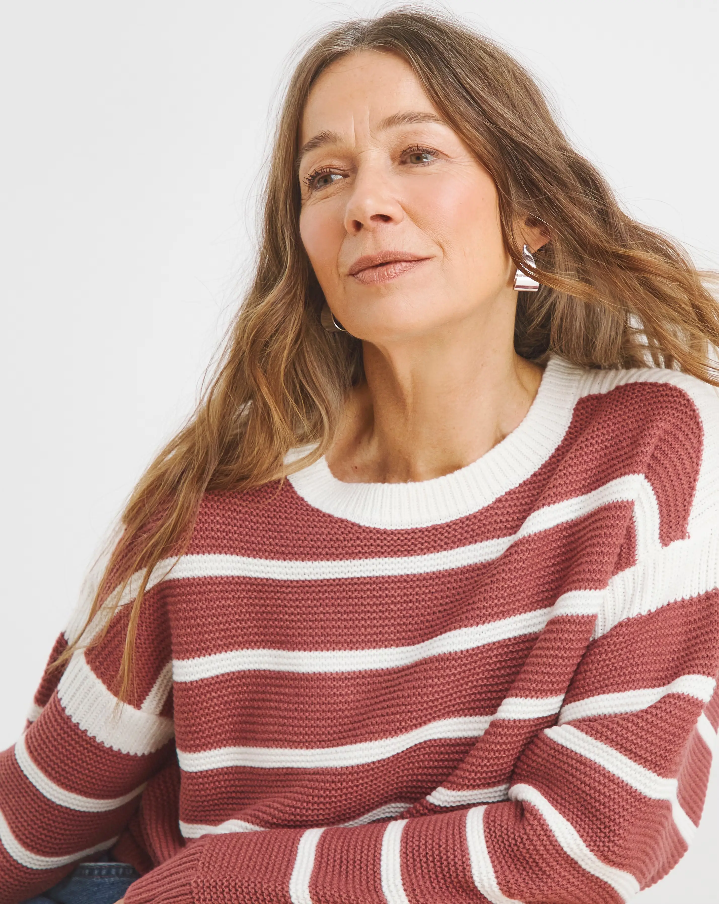 Pink Stripe Crew Neck Jumper 3 Pink Stripe Crew Neck Jumper