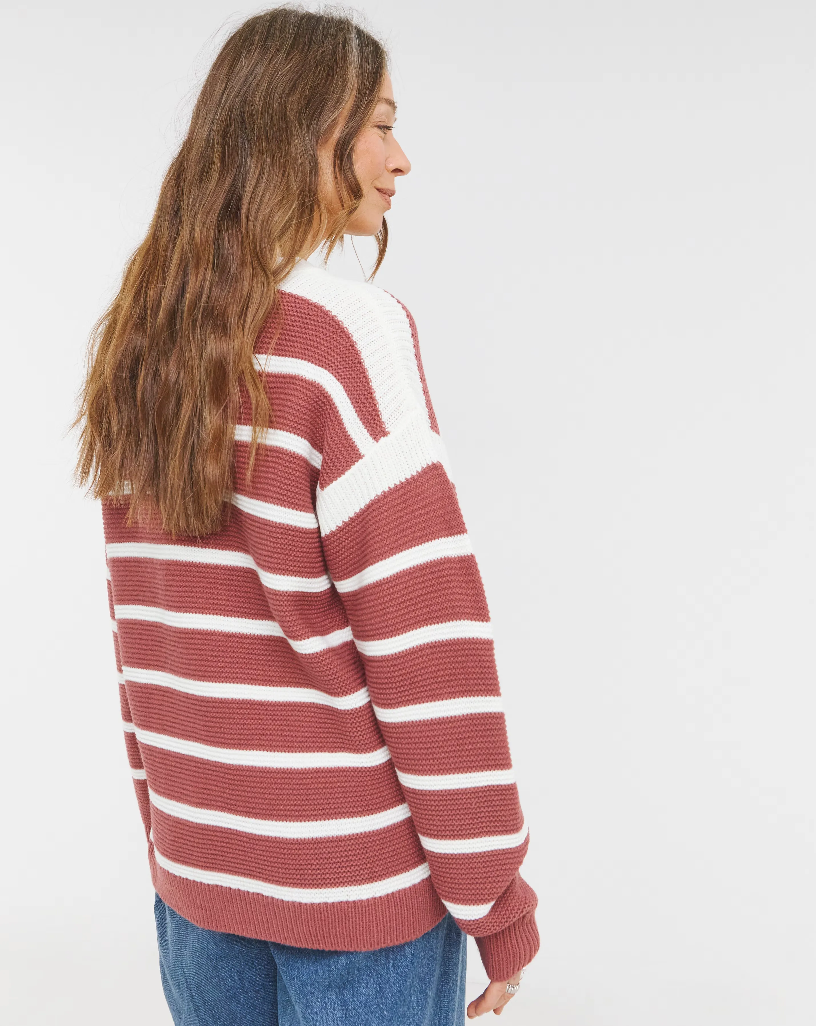 Pink Stripe Crew Neck Jumper 4 Pink Stripe Crew Neck Jumper