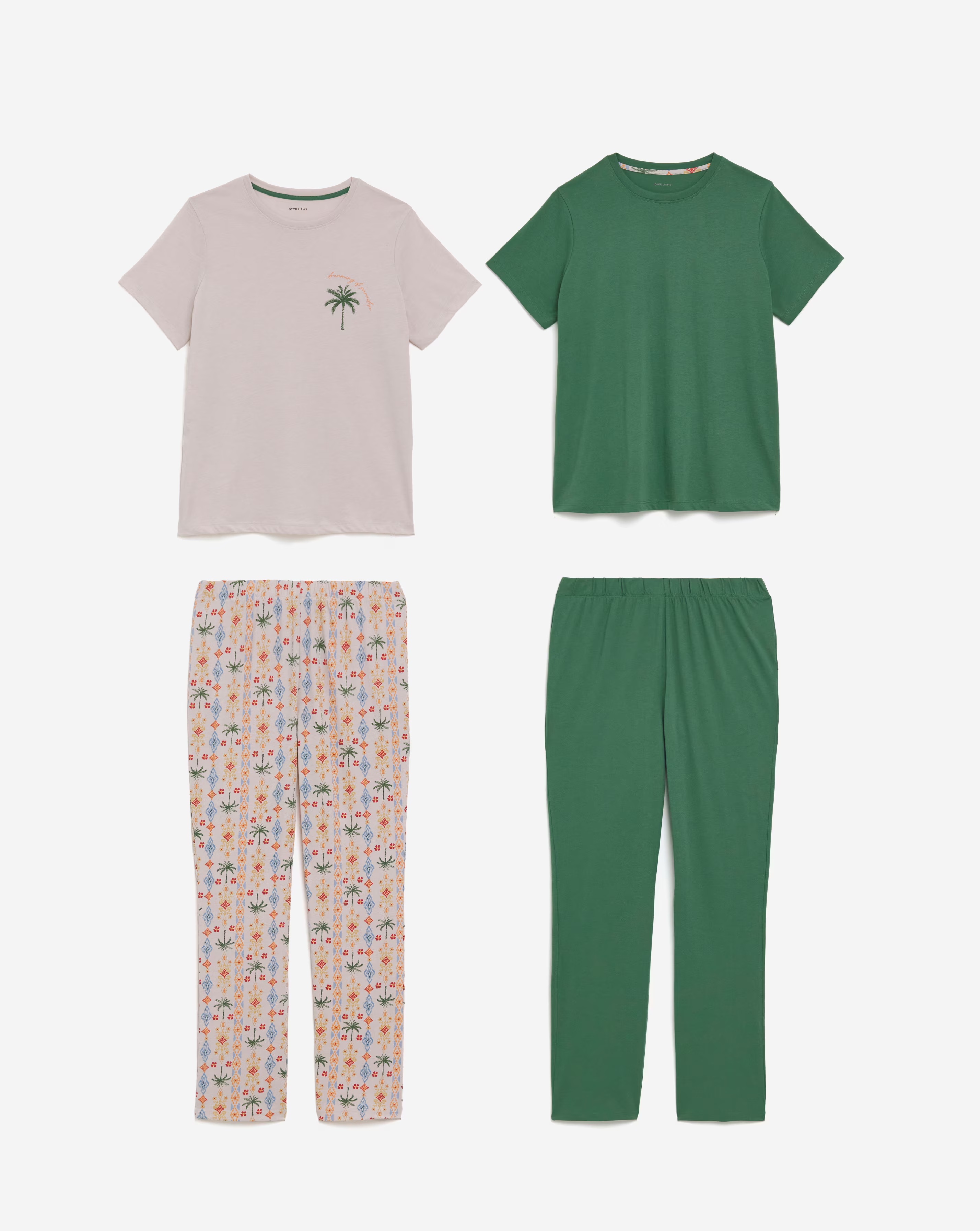 JD Williams (2 Pack) Value Pyjama Sets Palm Print 5 JD Williams (2 Pack) Value Pyjama Sets Palm Print