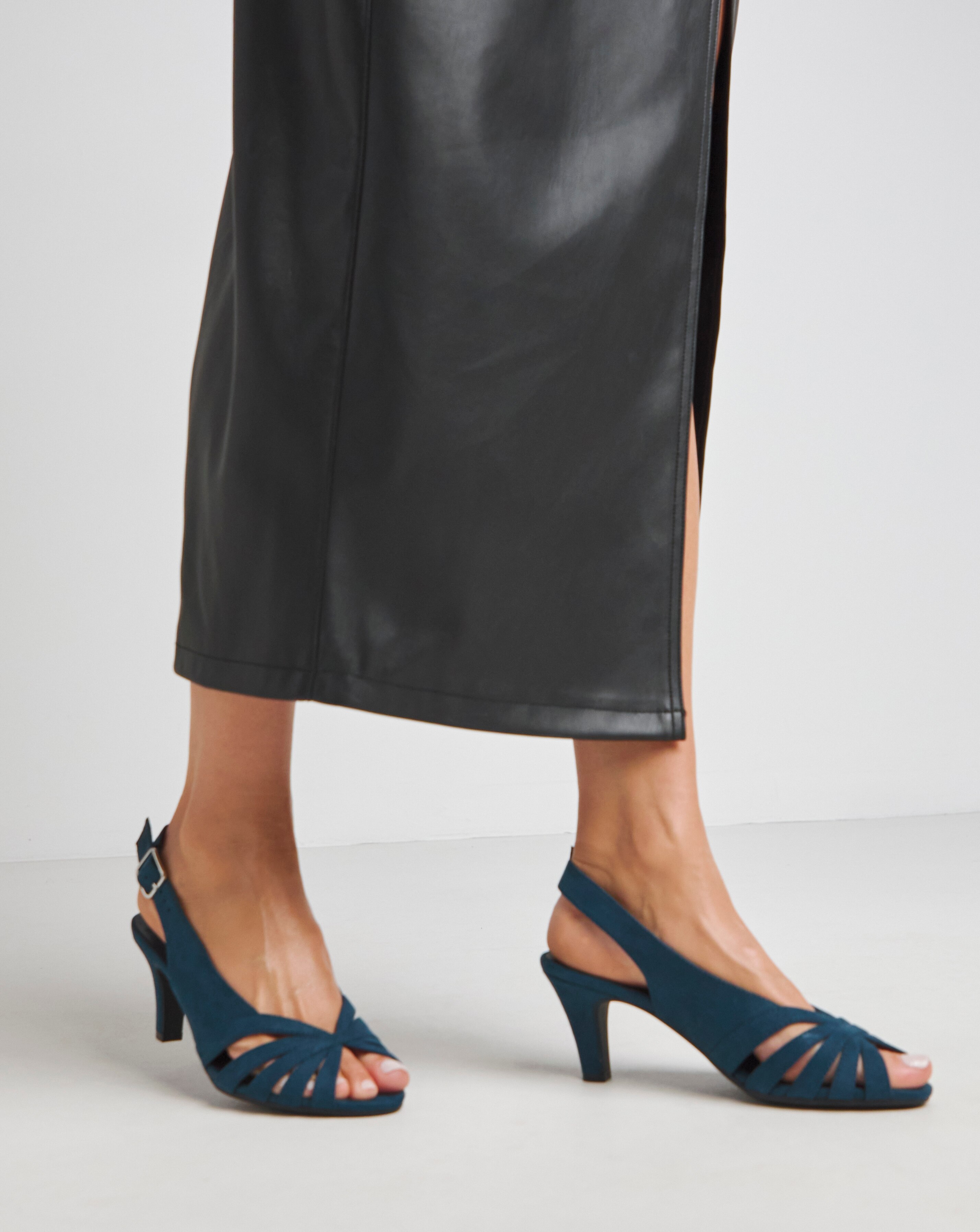 Lisbon Peep Toe Slingback Shoes - Wide Fit (E) 2 Lisbon Peep Toe Slingback Shoes - Wide Fit (E)