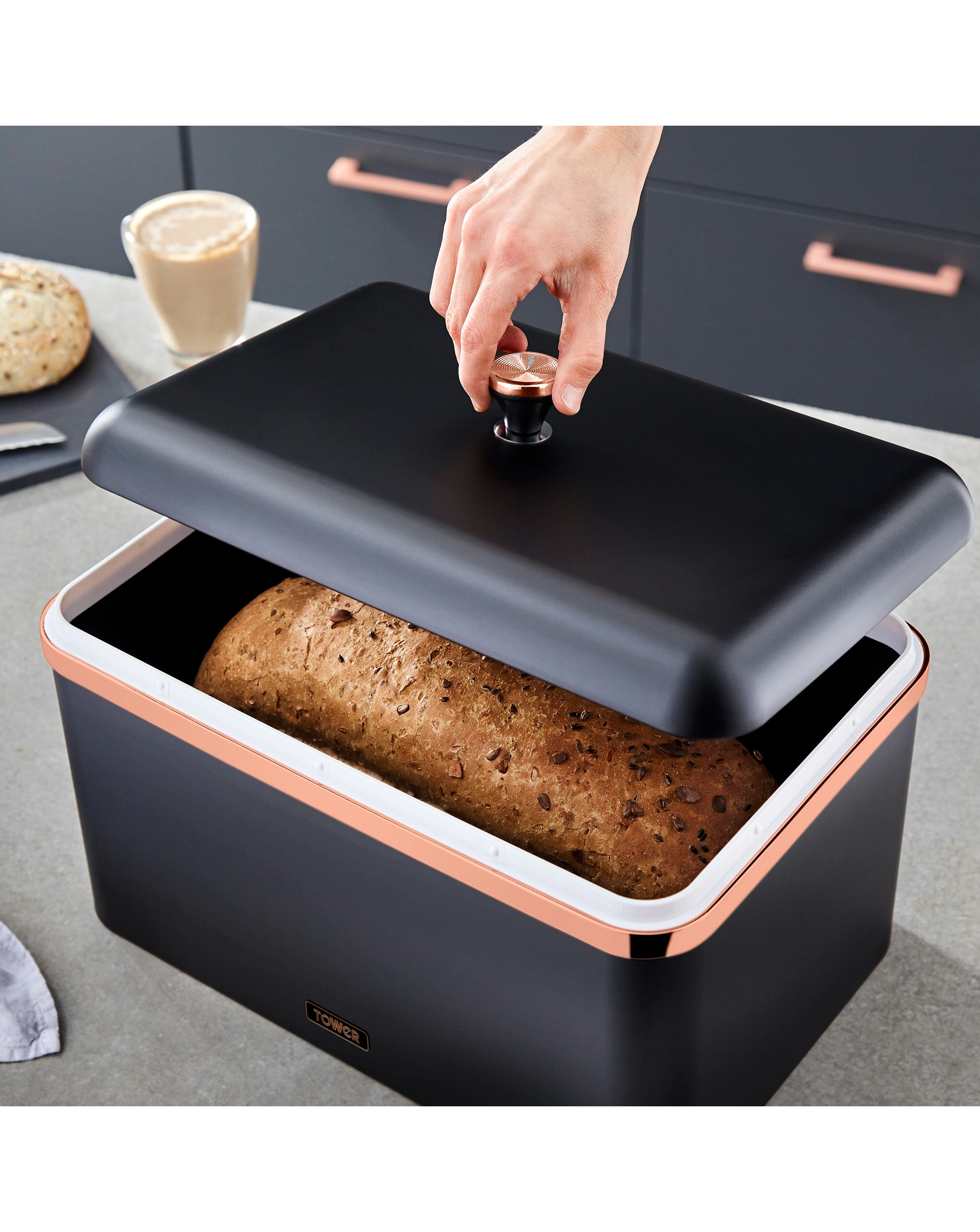 Tower Cavaletto Bread Bin Black 5 Tower Cavaletto Bread Bin Black