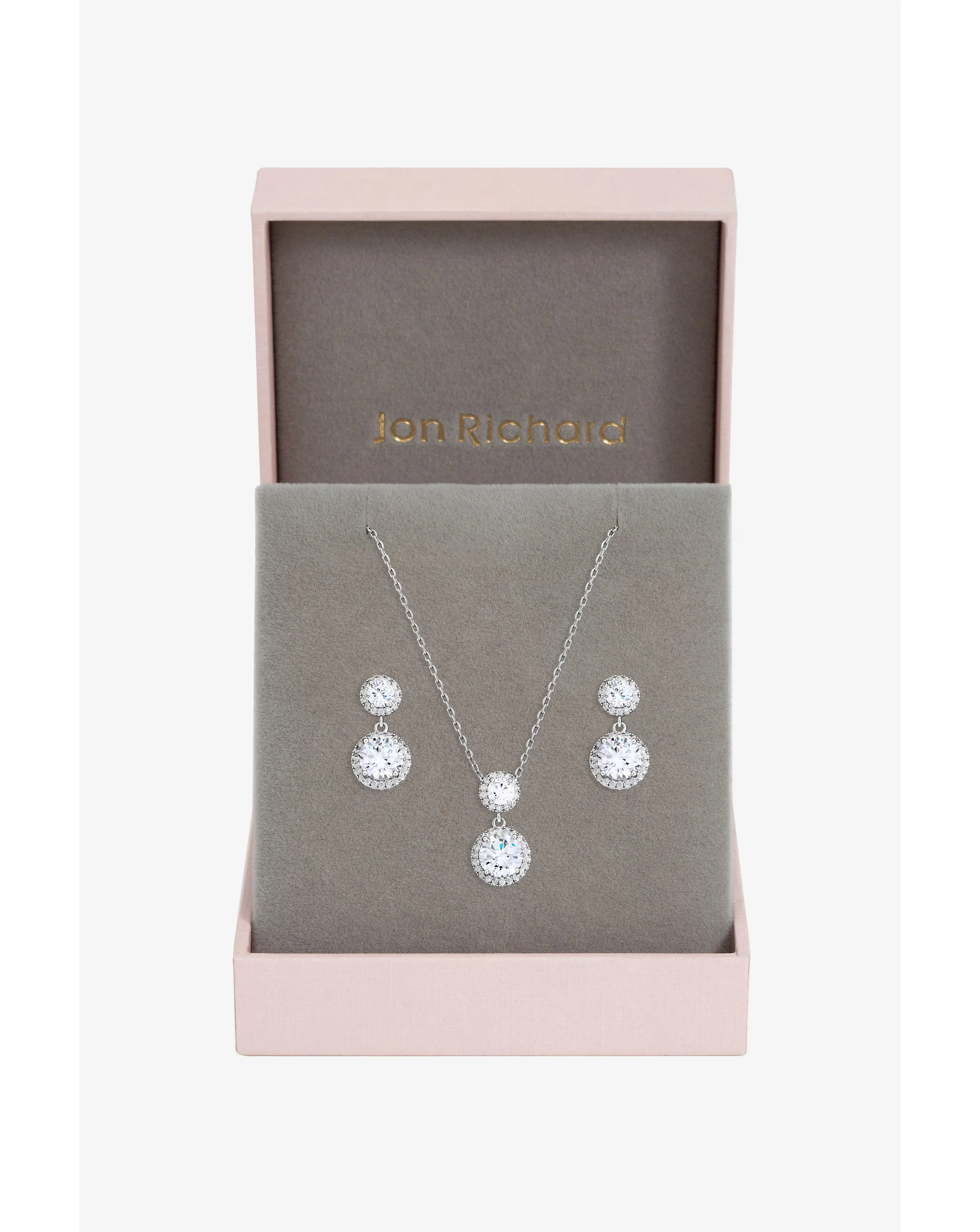 Jon Richard CZ Halo Drop Set - Gift Box 1 Jon Richard CZ Halo Drop Set - Gift Box