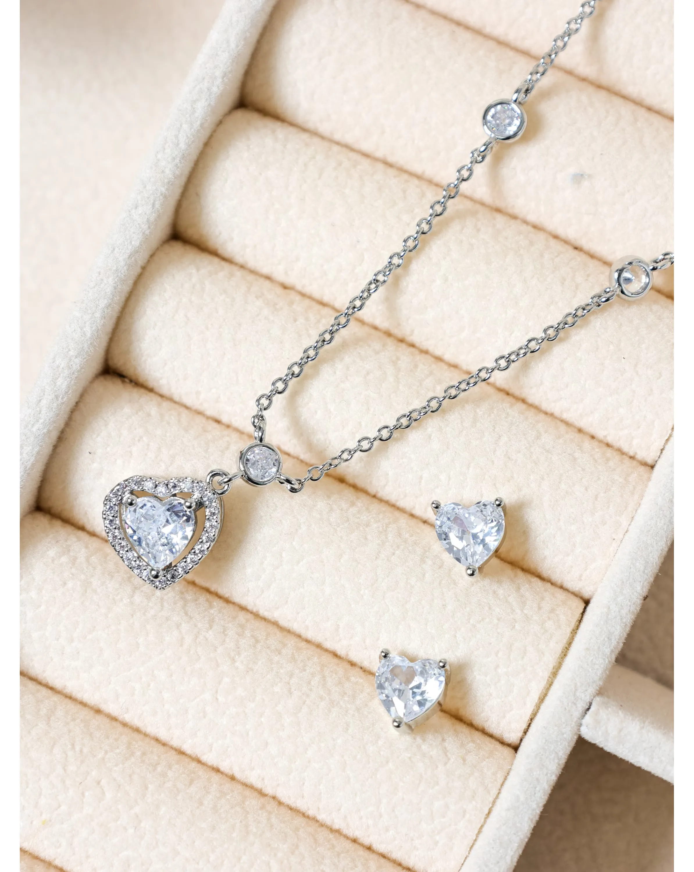 Jon Richard CZ Heart Drop Set 4 Jon Richard CZ Heart Drop Set
