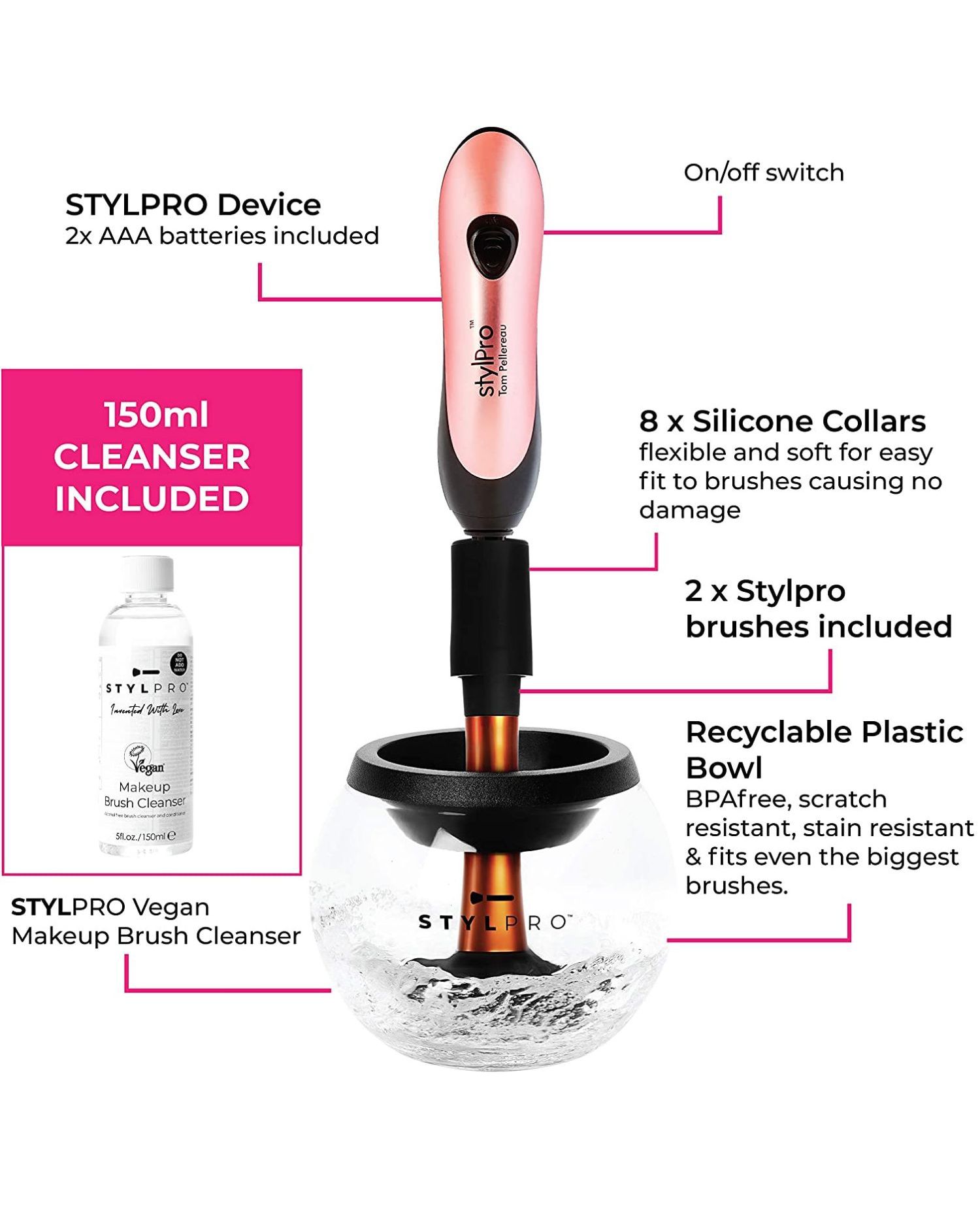 Stylpro Makeup Brush Cleaner 500ml 4 Stylpro Makeup Brush Cleaner 500ml