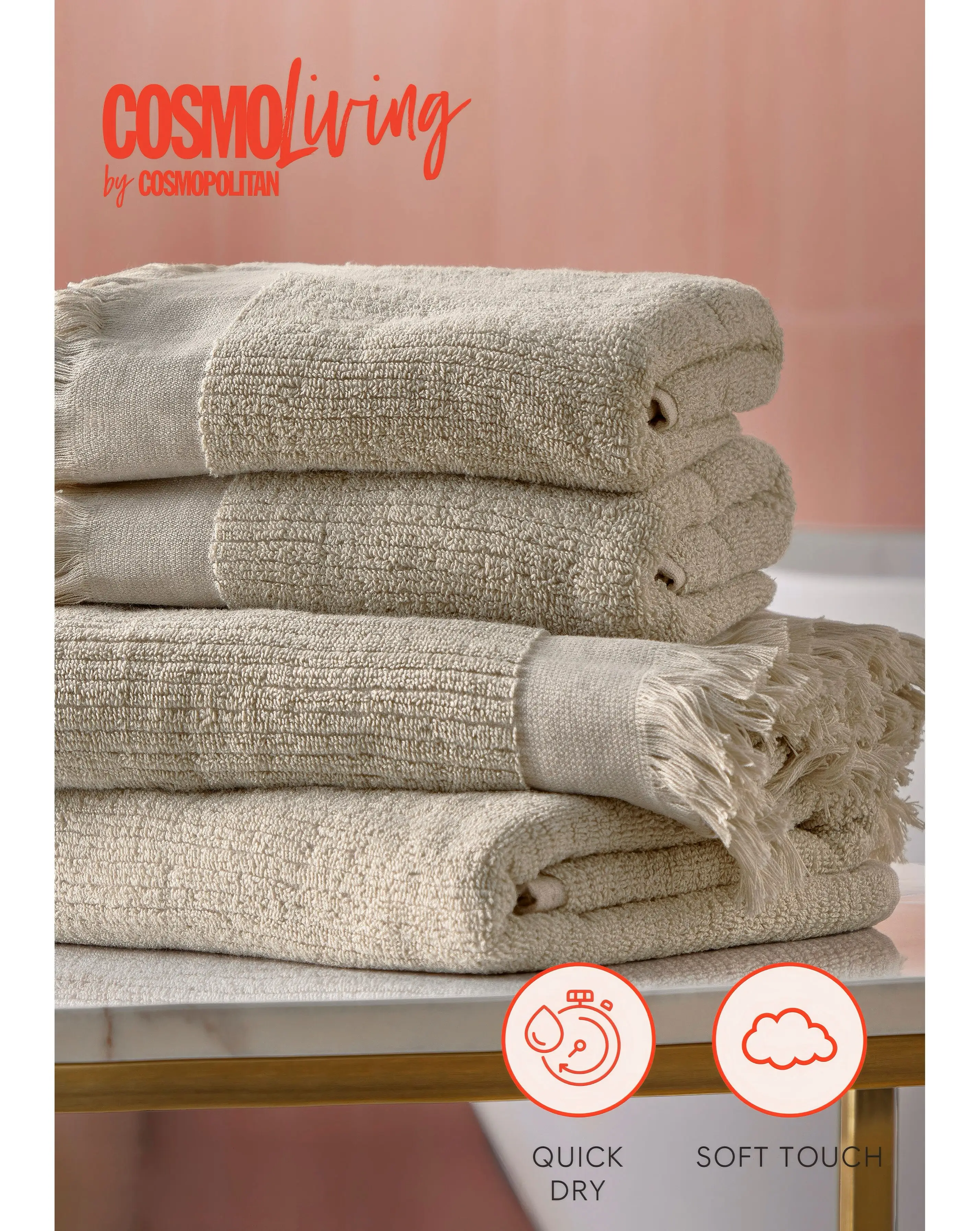 Cosmo Textured Cotton 4 Piece Towel Bale 4 Cosmo Textured Cotton 4 Piece Towel Bale