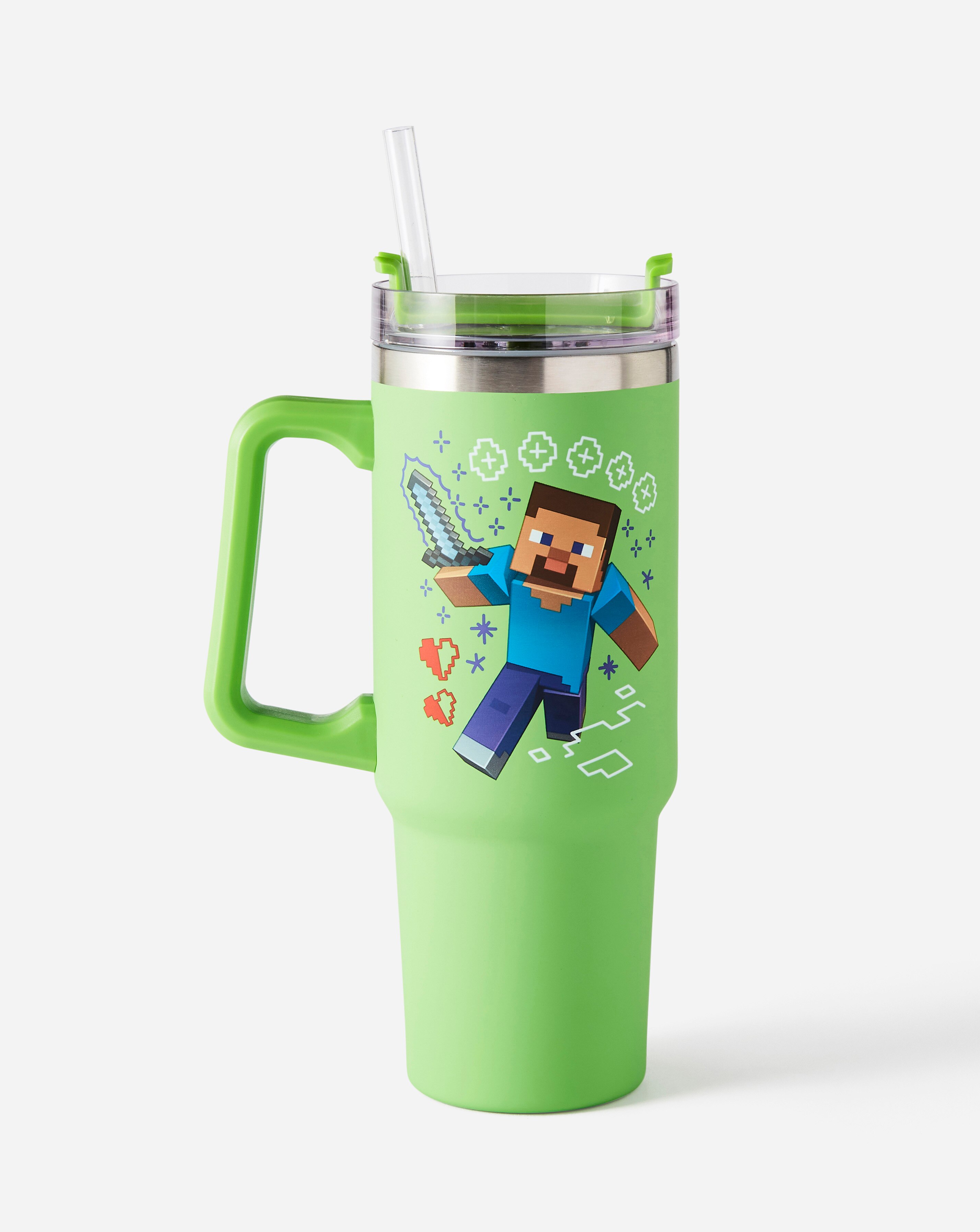 Minecraft Green 900ml Insulated Cup and Straw 3 Minecraft Green 900ml Insulated Cup and Straw