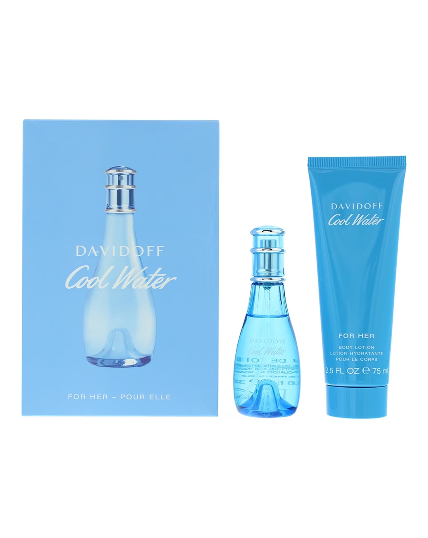 Davidoff Cool Water For Her 2 Piece Set:Eau de Toilette 30ml - Body Lotion 75ml