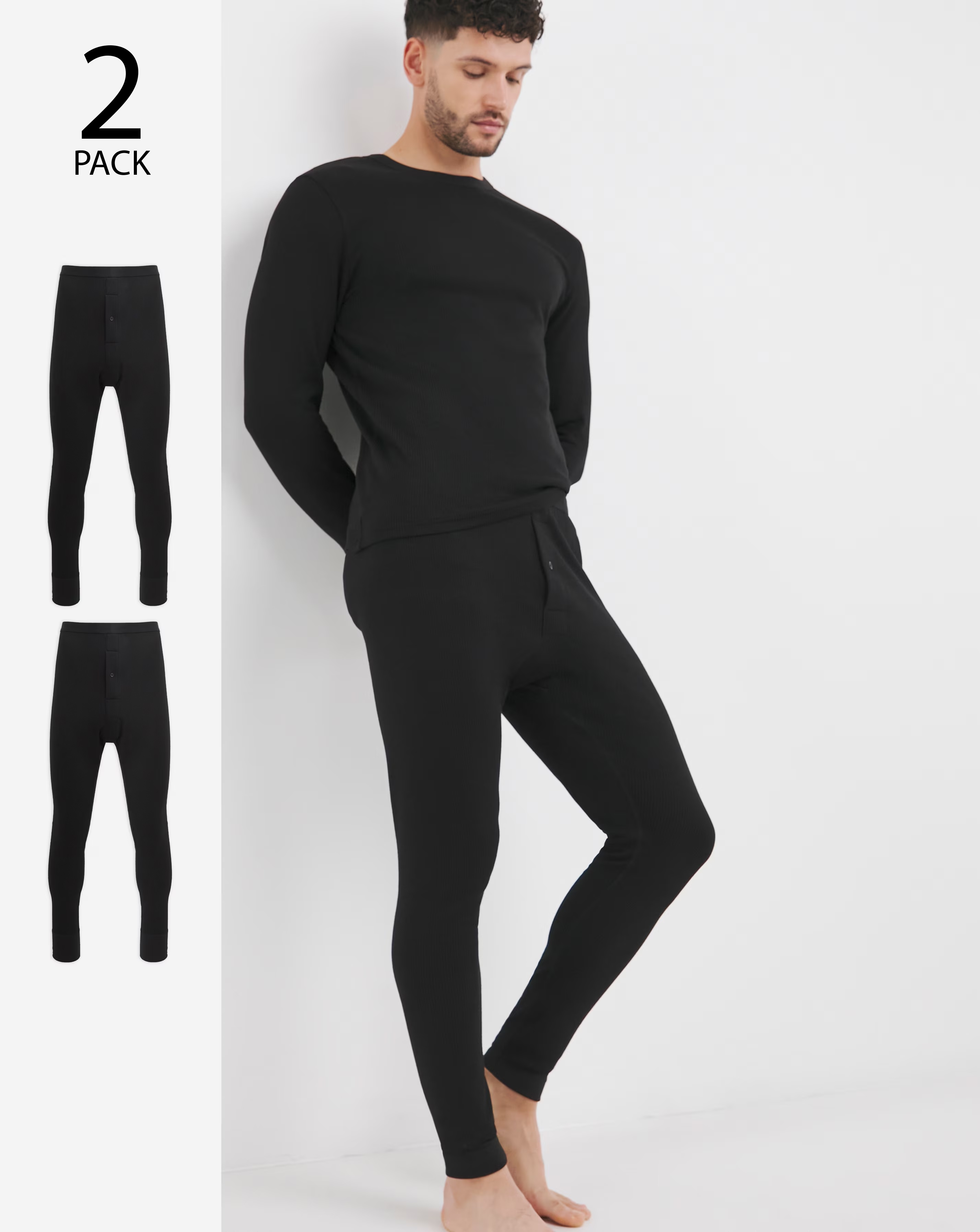 2 Pack Black Thermal Long Johns 1 2 Pack Black Thermal Long Johns