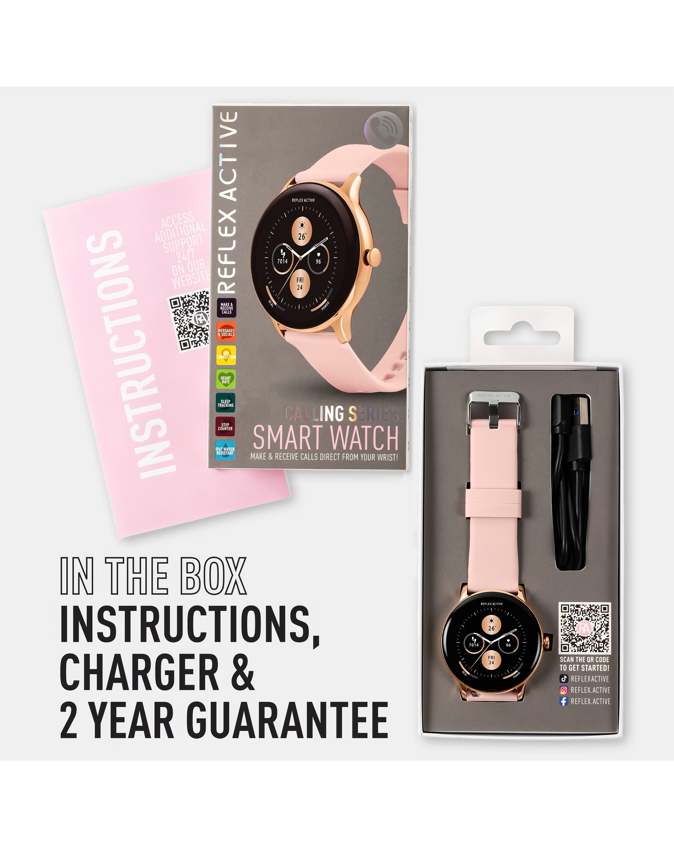 Reflex Active Series 22 Silicone Calling Strap Smart Watch - Pink 3 Reflex Active Series 22 Silicone Calling Strap Smart Watch - Pink