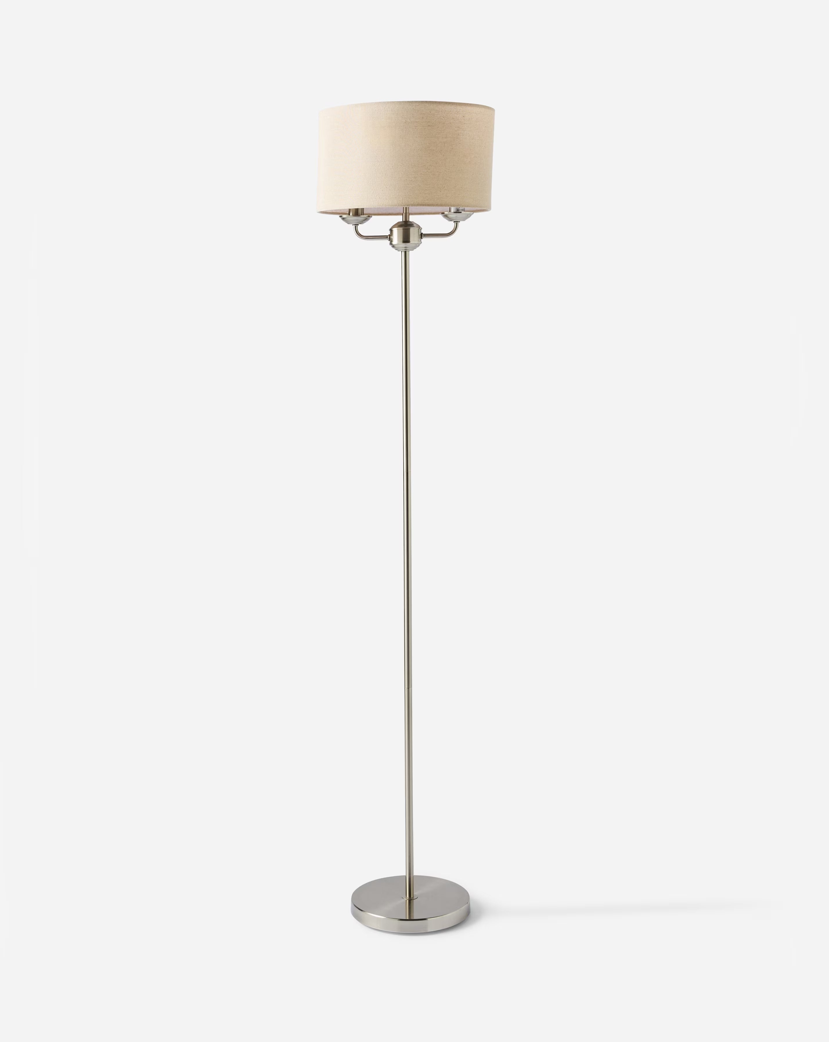 Fulford Brushed Silver & Linen Shade Floor Lamp 3 Fulford Brushed Silver & Linen Shade Floor Lamp