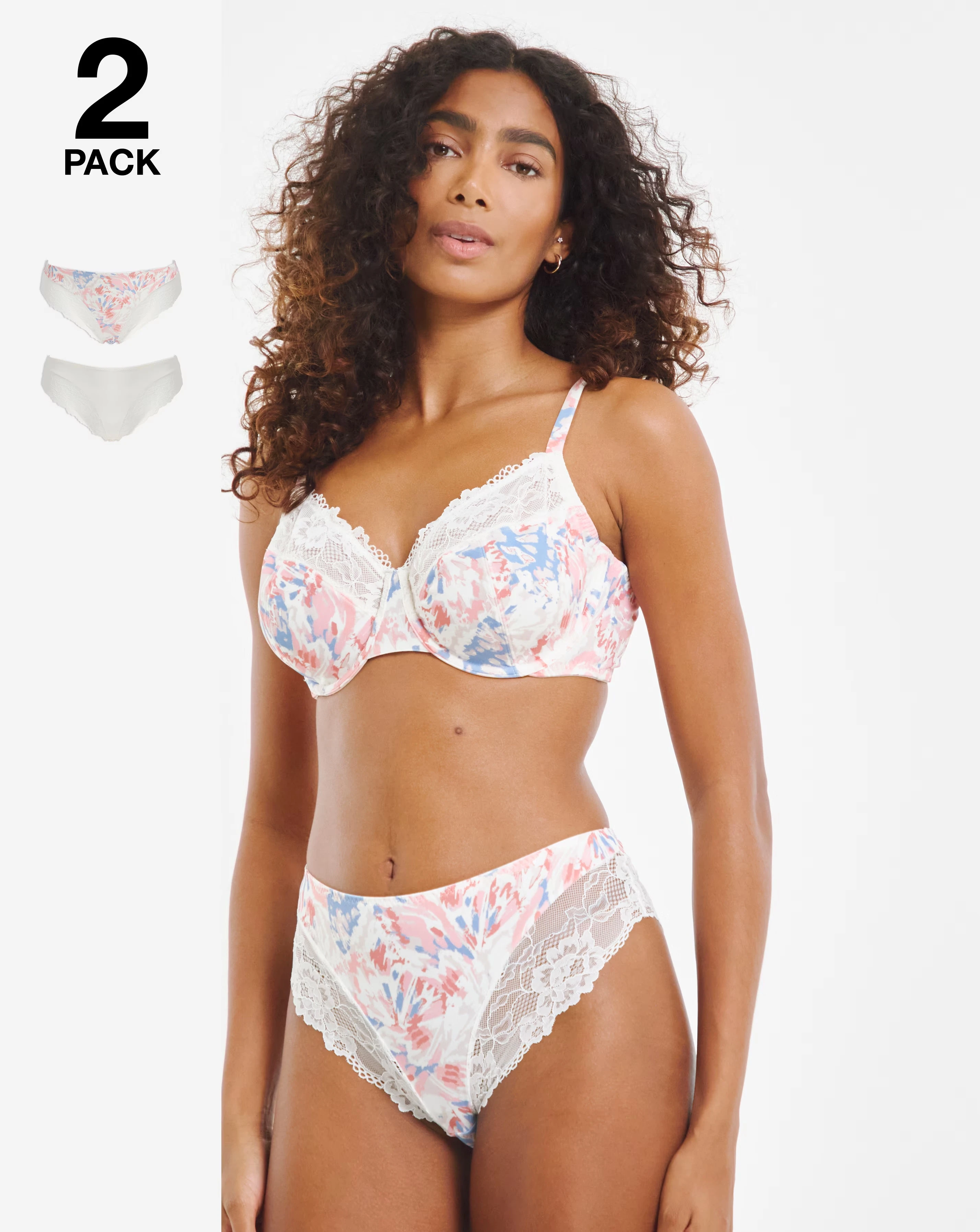 Pretty Secrets (2 Pack) Adrianne Midi Brief Knickers Floral 1 Pretty Secrets (2 Pack) Adrianne Midi Brief Knickers Floral