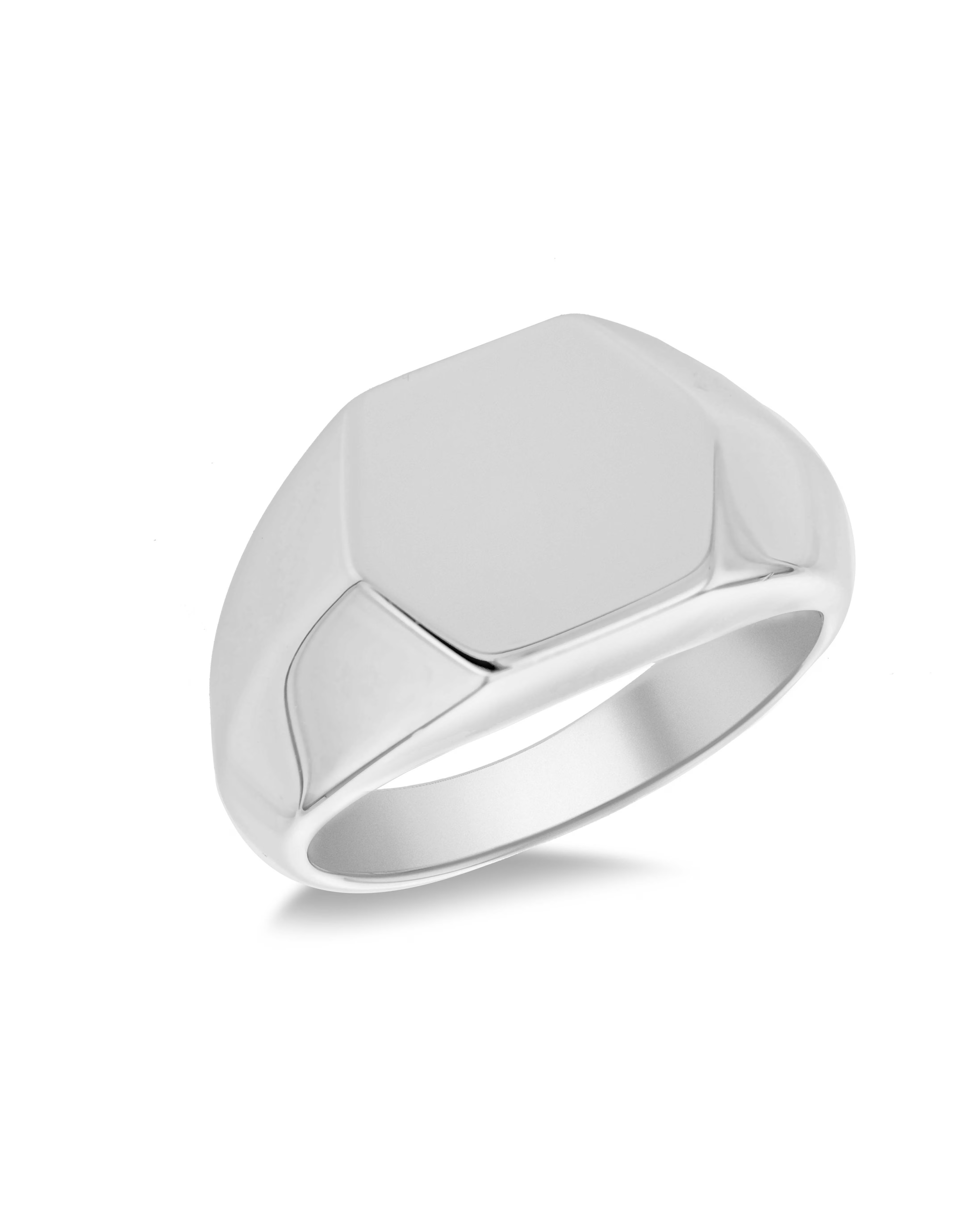 Stering Silver Hexagonal Signet Ring 1 Stering Silver Hexagonal Signet Ring