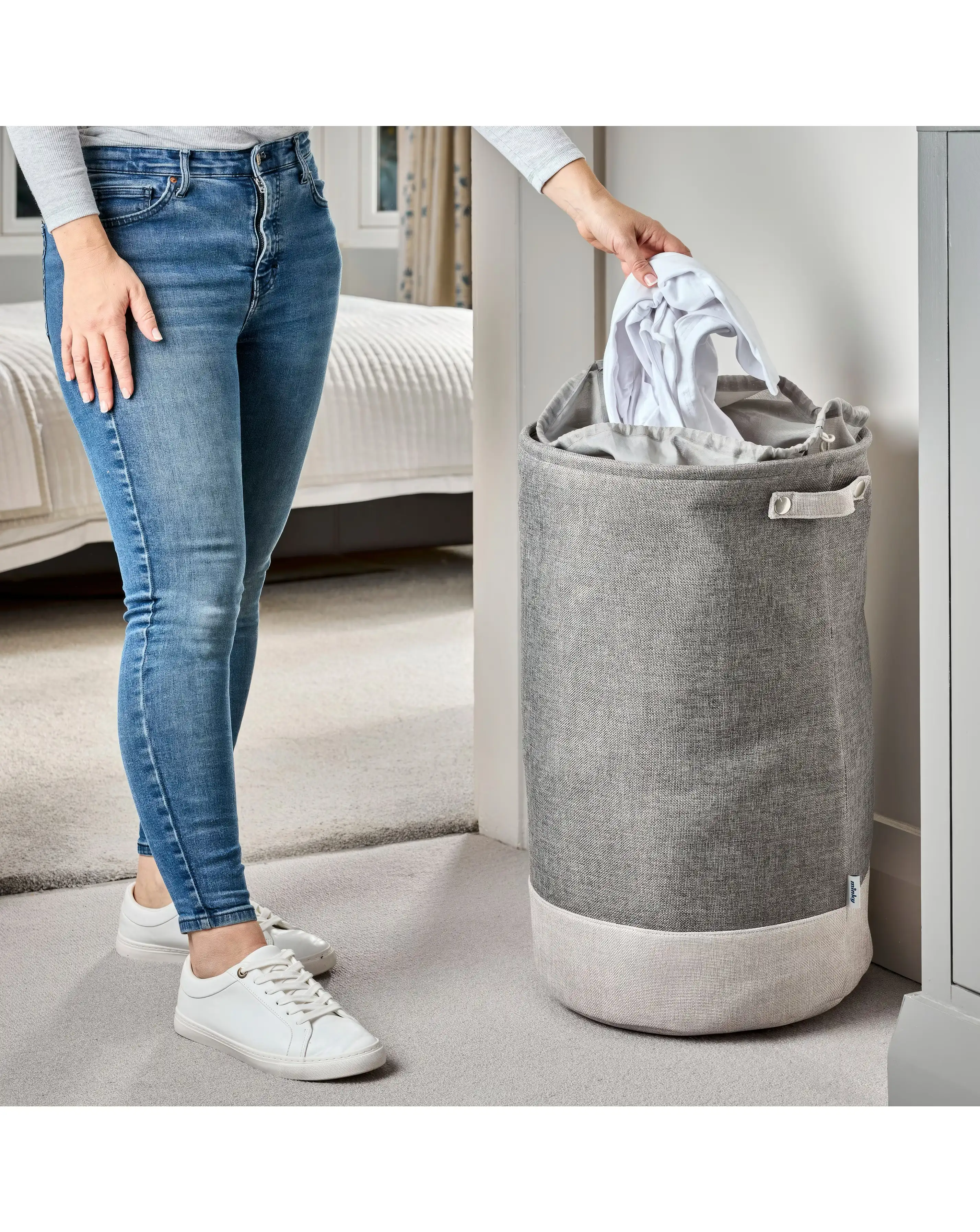 Minky 86L Round Laundry Hamper with Drawstring 2 Minky 86L Round Laundry Hamper with Drawstring