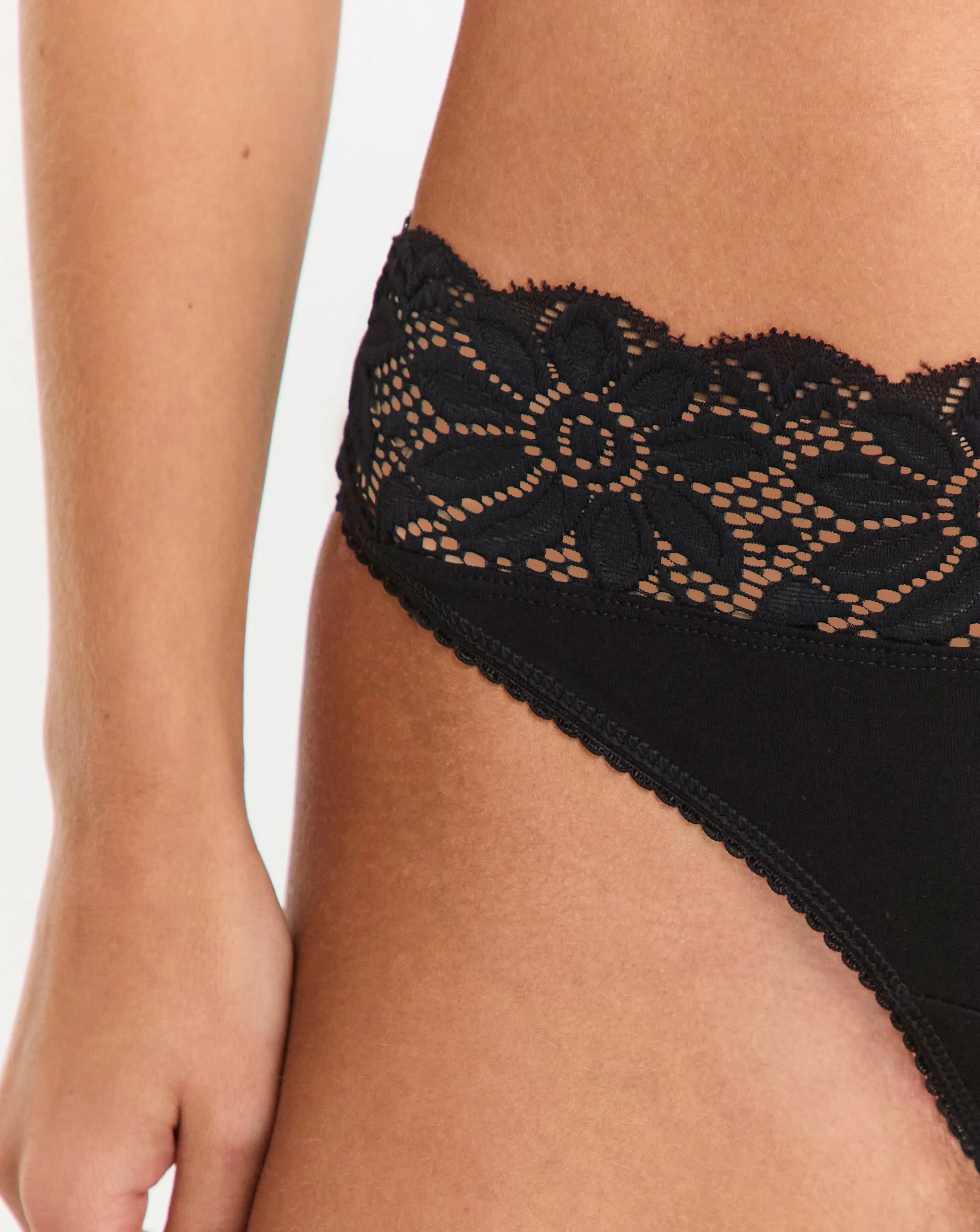 Pretty Secrets (5 Pack) Lace Top No VPL Thong Knickers Black 3 Pretty Secrets (5 Pack) Lace Top No VPL Thong Knickers Black