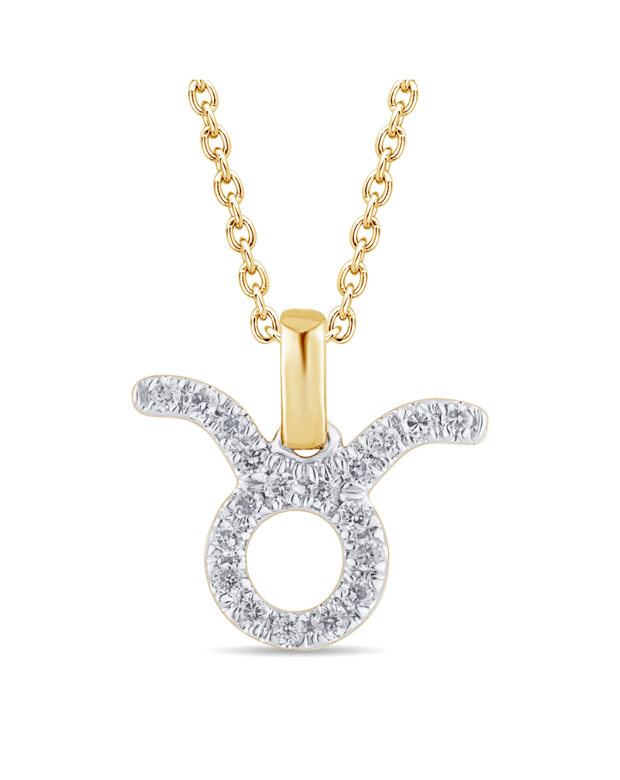 9ct Gold Diamond Taurus Pendant on 18 inch chain 1 9ct Gold Diamond Taurus Pendant on 18 inch chain