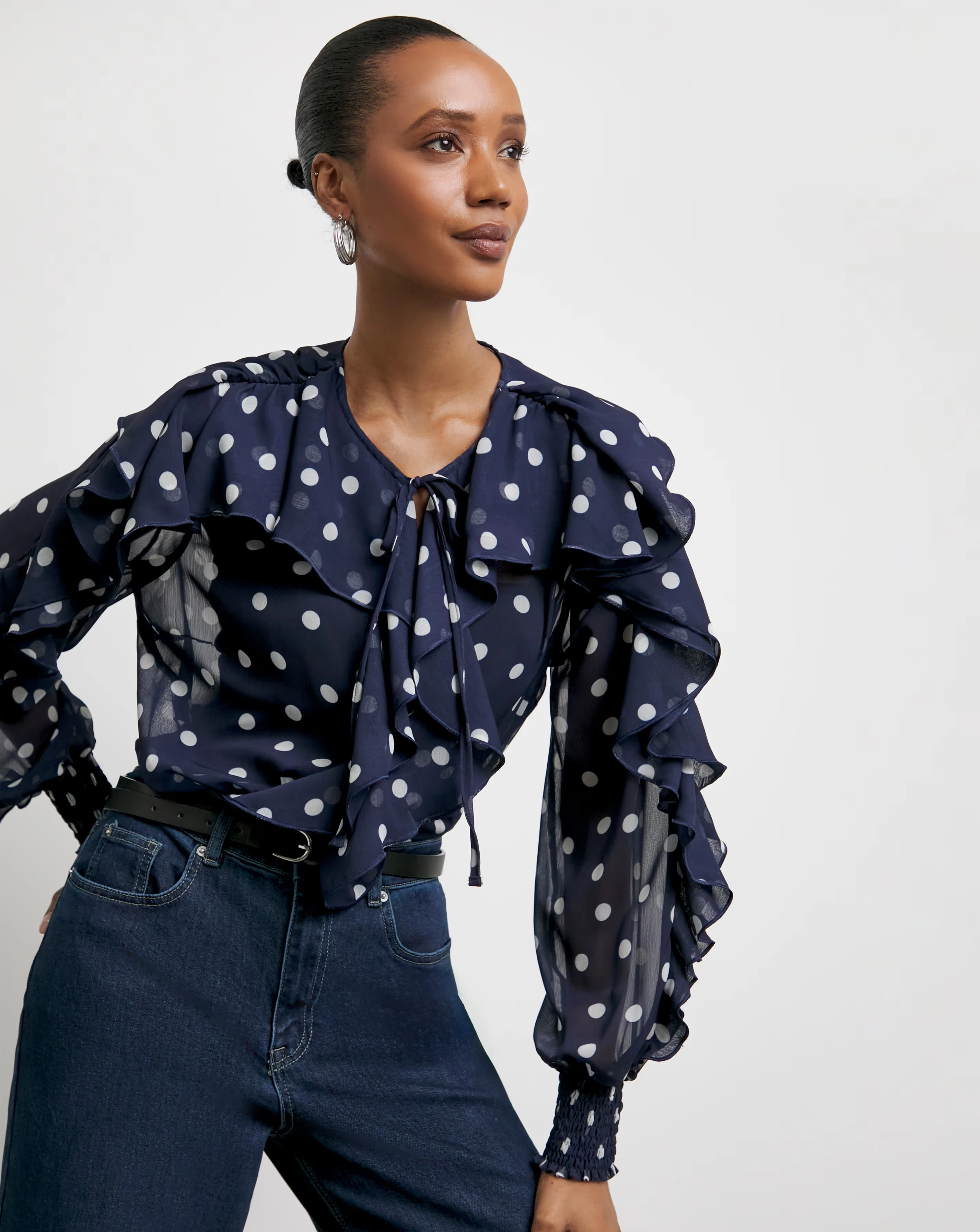 Joanna Hope Crinkle Chiffon Ruffle Blouse 1 Joanna Hope Crinkle Chiffon Ruffle Blouse
