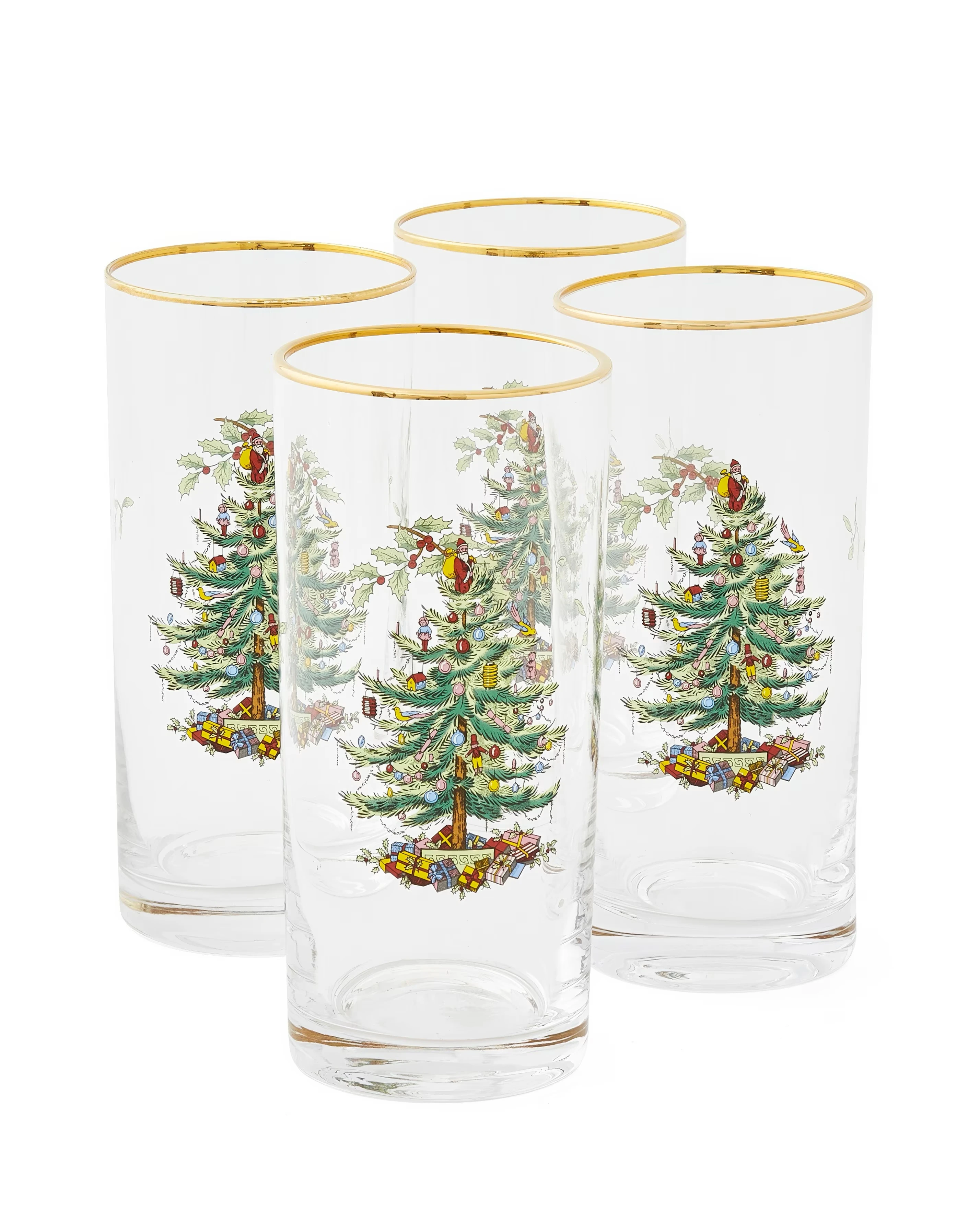 Spode Christmas Tree Set of 4 Glasses 2 Spode Christmas Tree Set of 4 Glasses