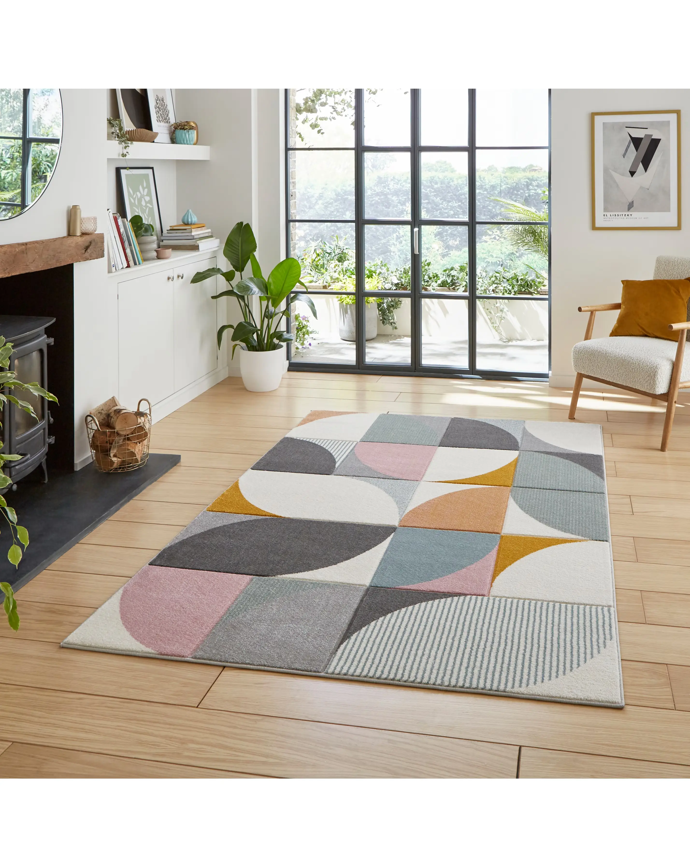 Think Rugs Matrix Modern Geometric Rug - Curves