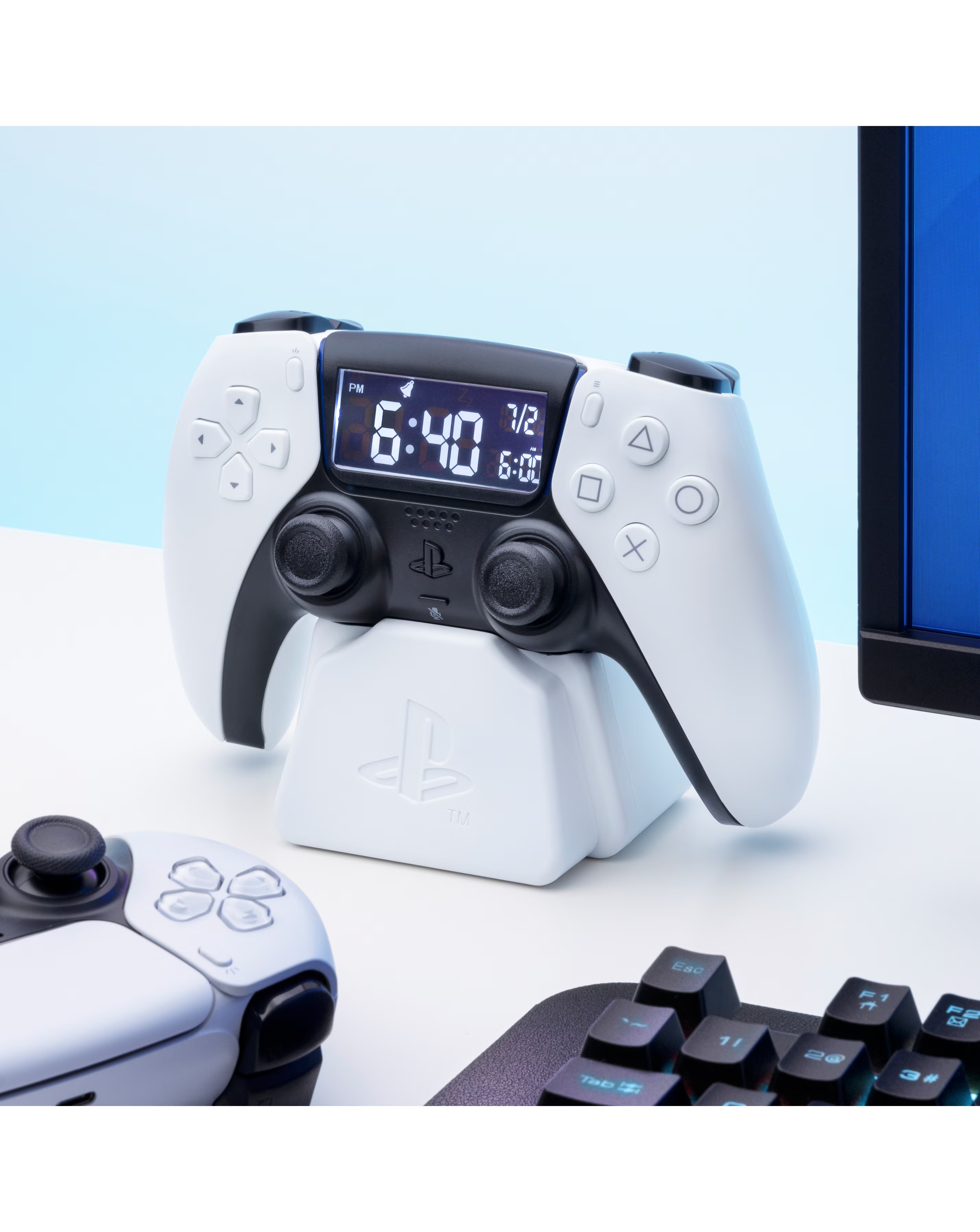PS5 DualSense Console Controller Alarm Clock, USB-Powered with Snooze Function